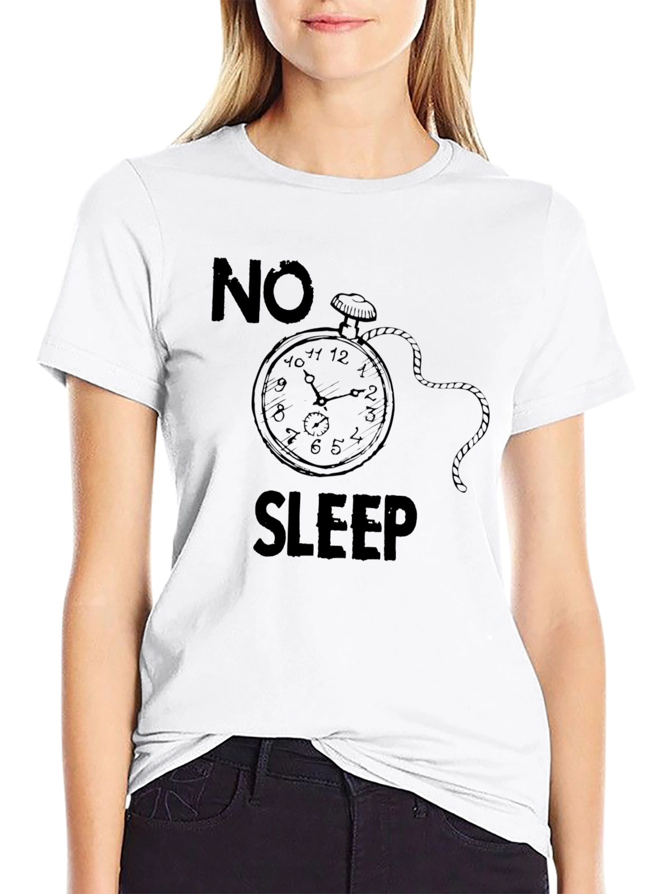 No Sleep Graphic Tee - Black Cotton T-Shirt