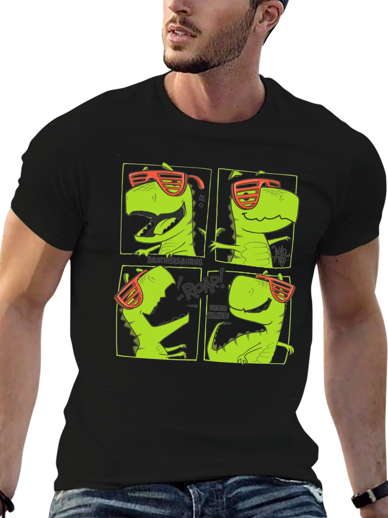 Cool Dinosaur Graphic Print T-Shirt