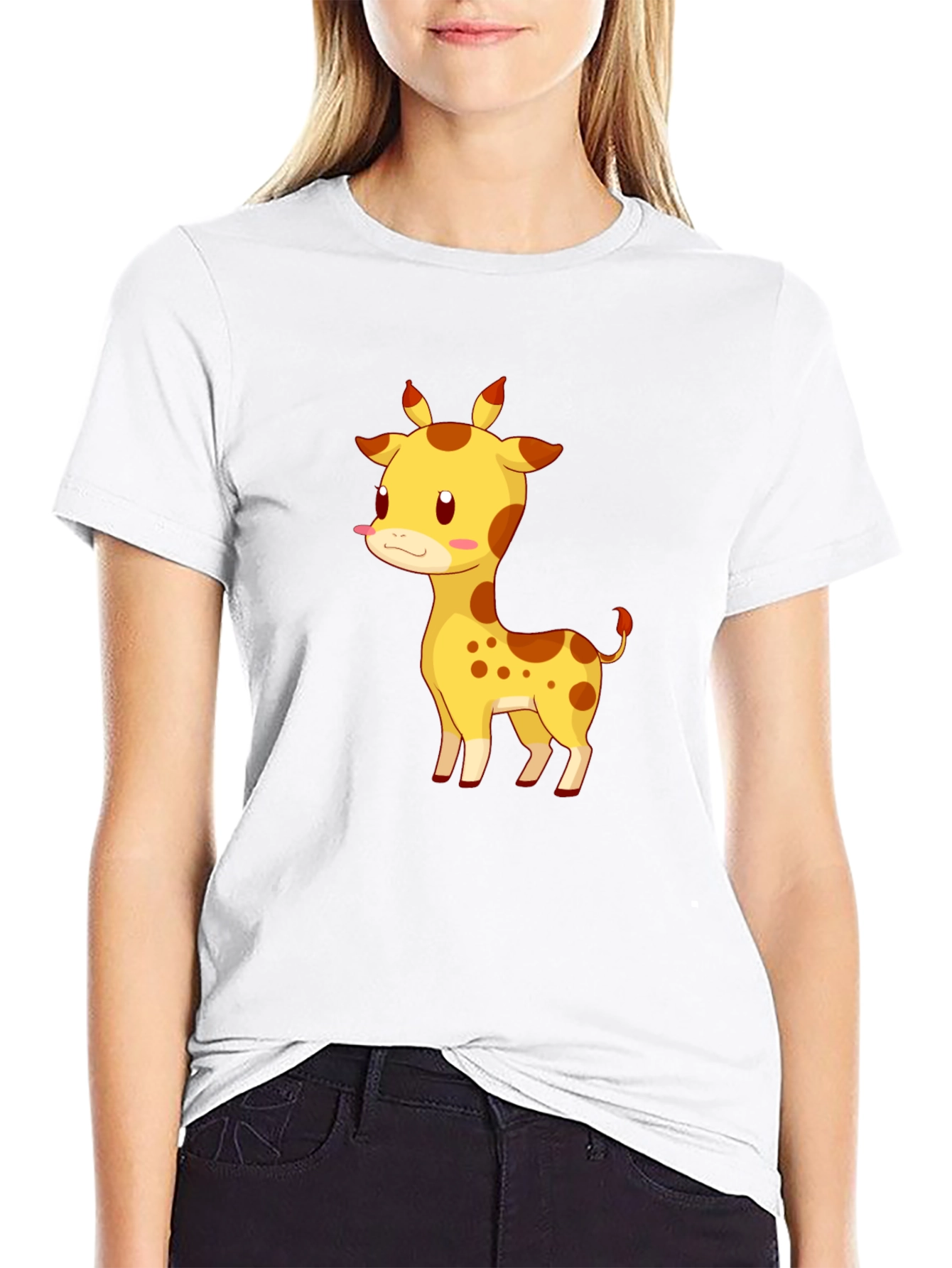 Giraffe Graphic Tee - Cute Cartoon Animal T-Shirt