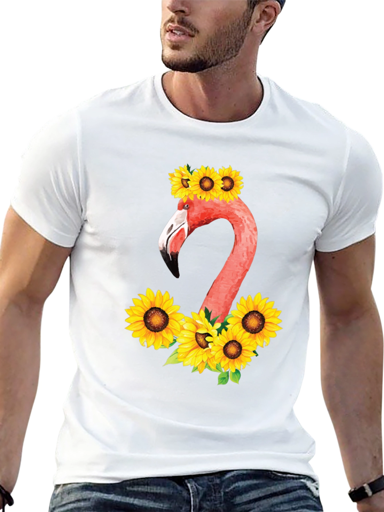 Flamingo & Sunflower Graphic T-Shirt