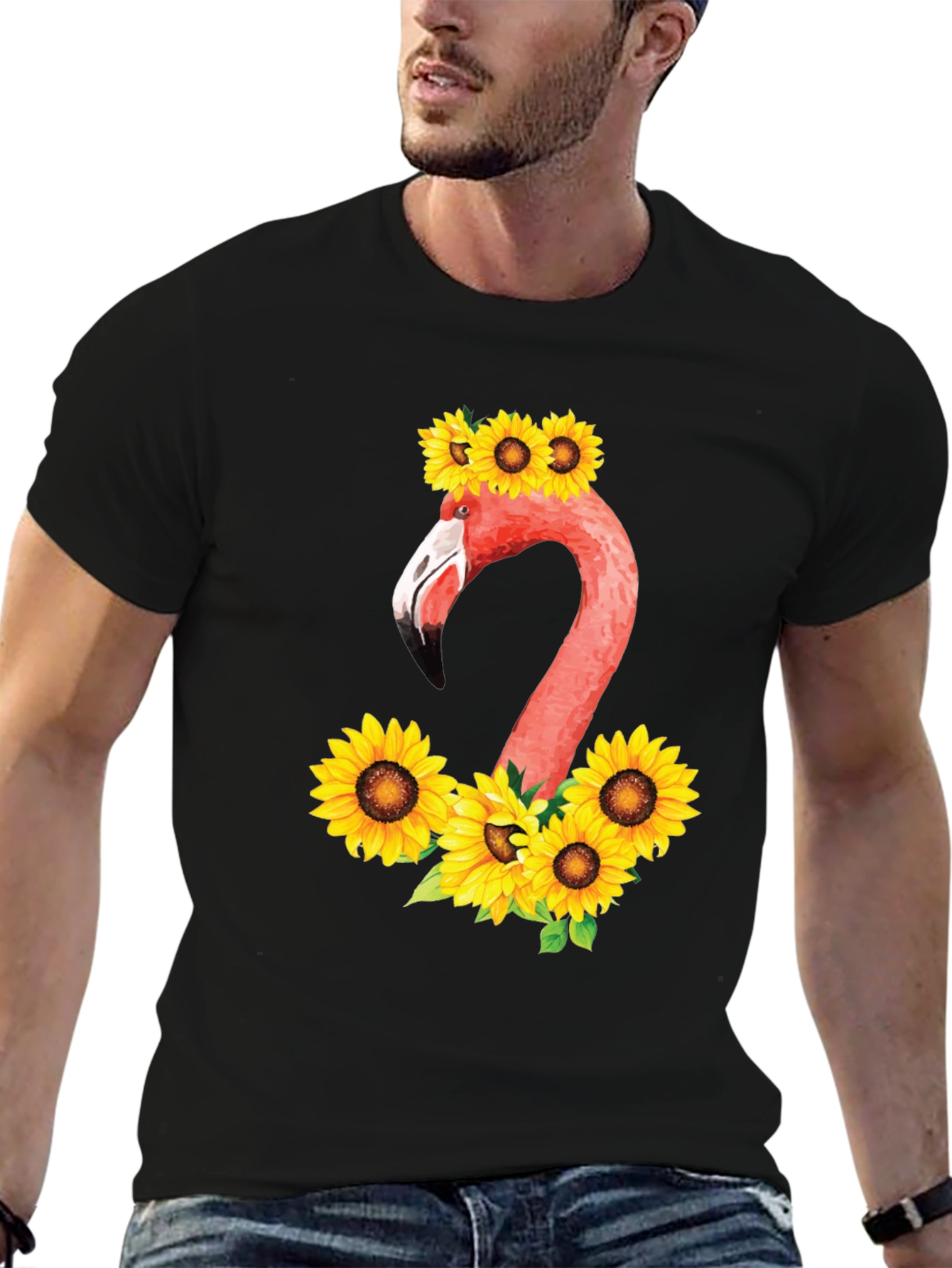 Flamingo & Sunflower Graphic T-Shirt