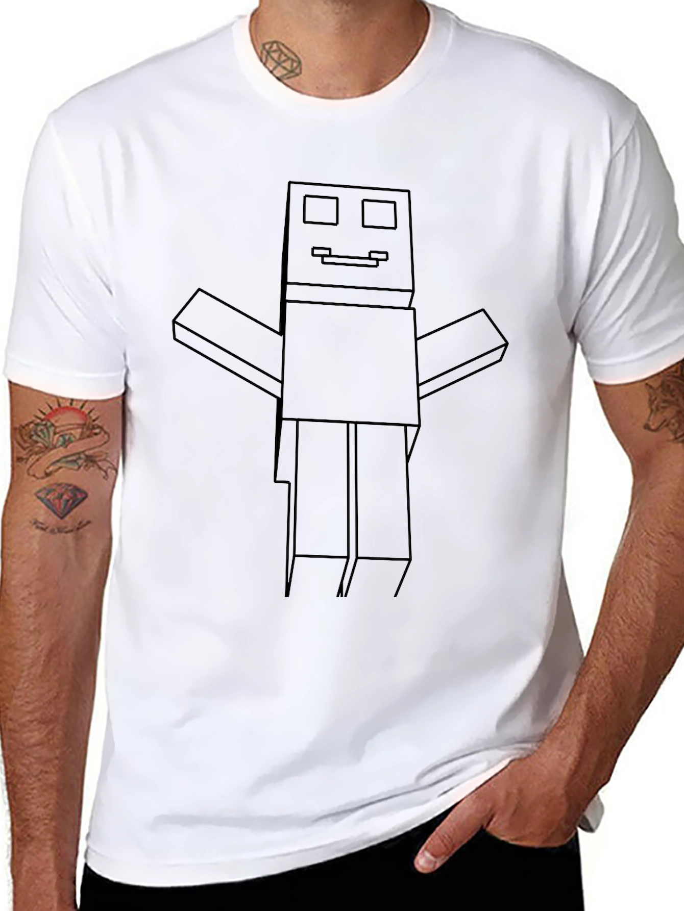 Minecraft Robot Outline Black Tee