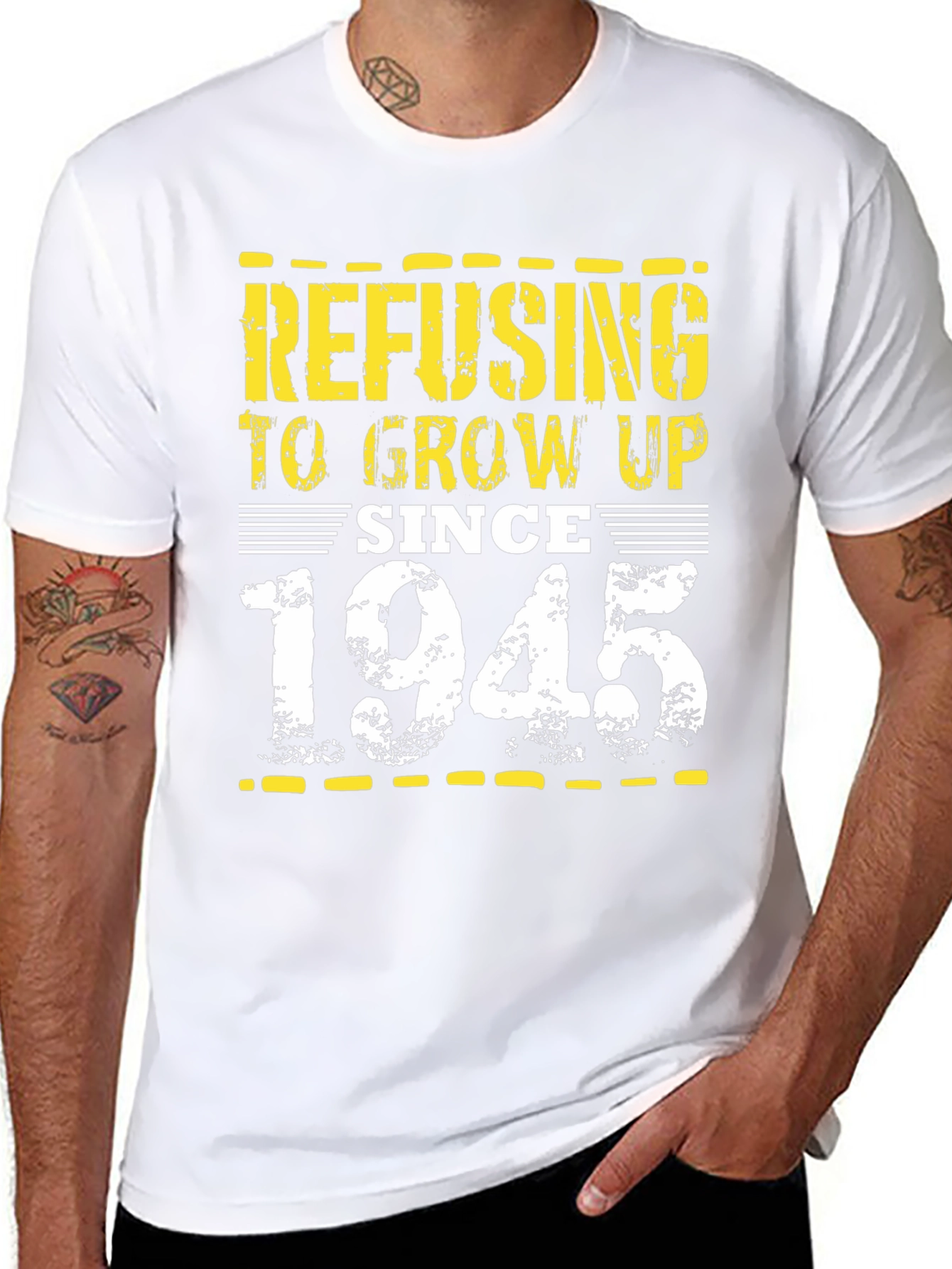 Refusing to Grow Up Since 1945 Black T-Shirt