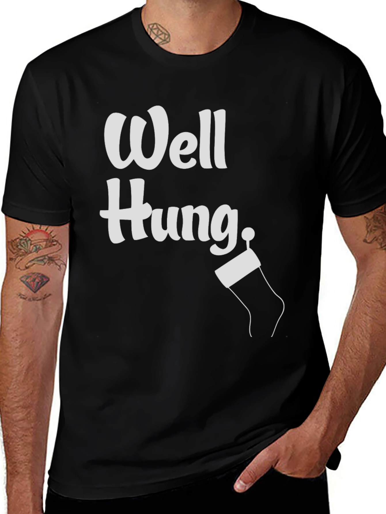 Funny Christmas Well Hung Stocking T-Shirt
