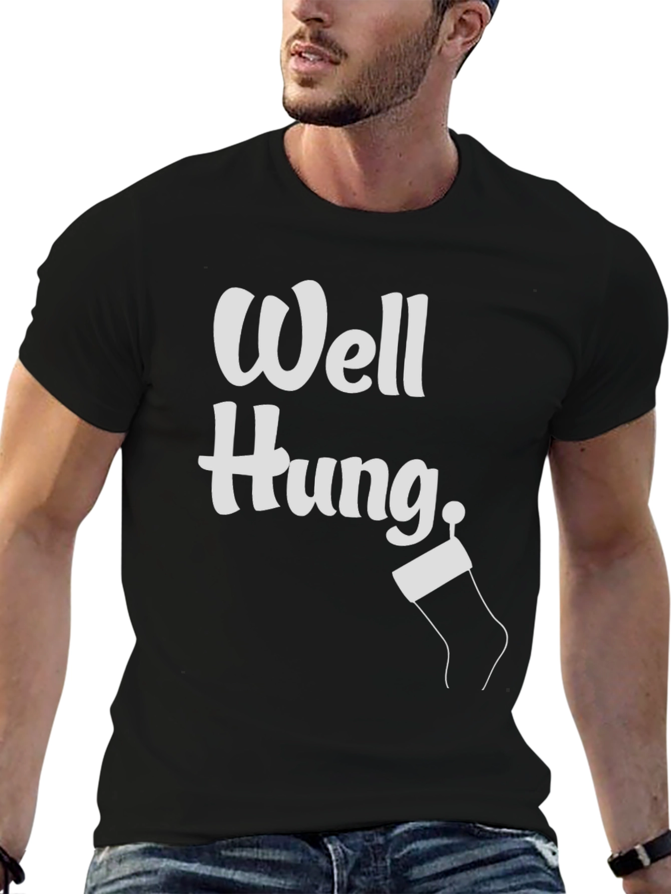 Funny Christmas Well Hung Stocking T-Shirt