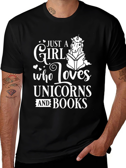 Unicorns & Books T-Shirt - Just A Girl Who Loves Them