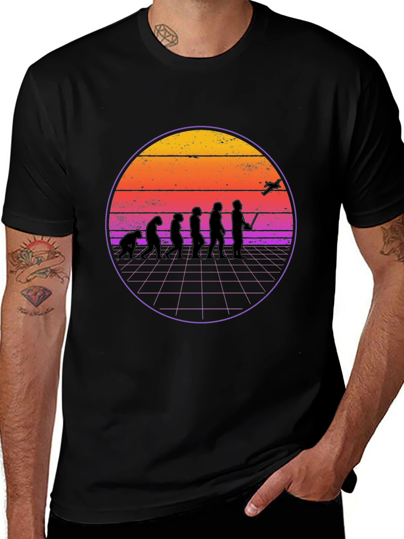 Retro Evolution T-Shirt - Man to Drone