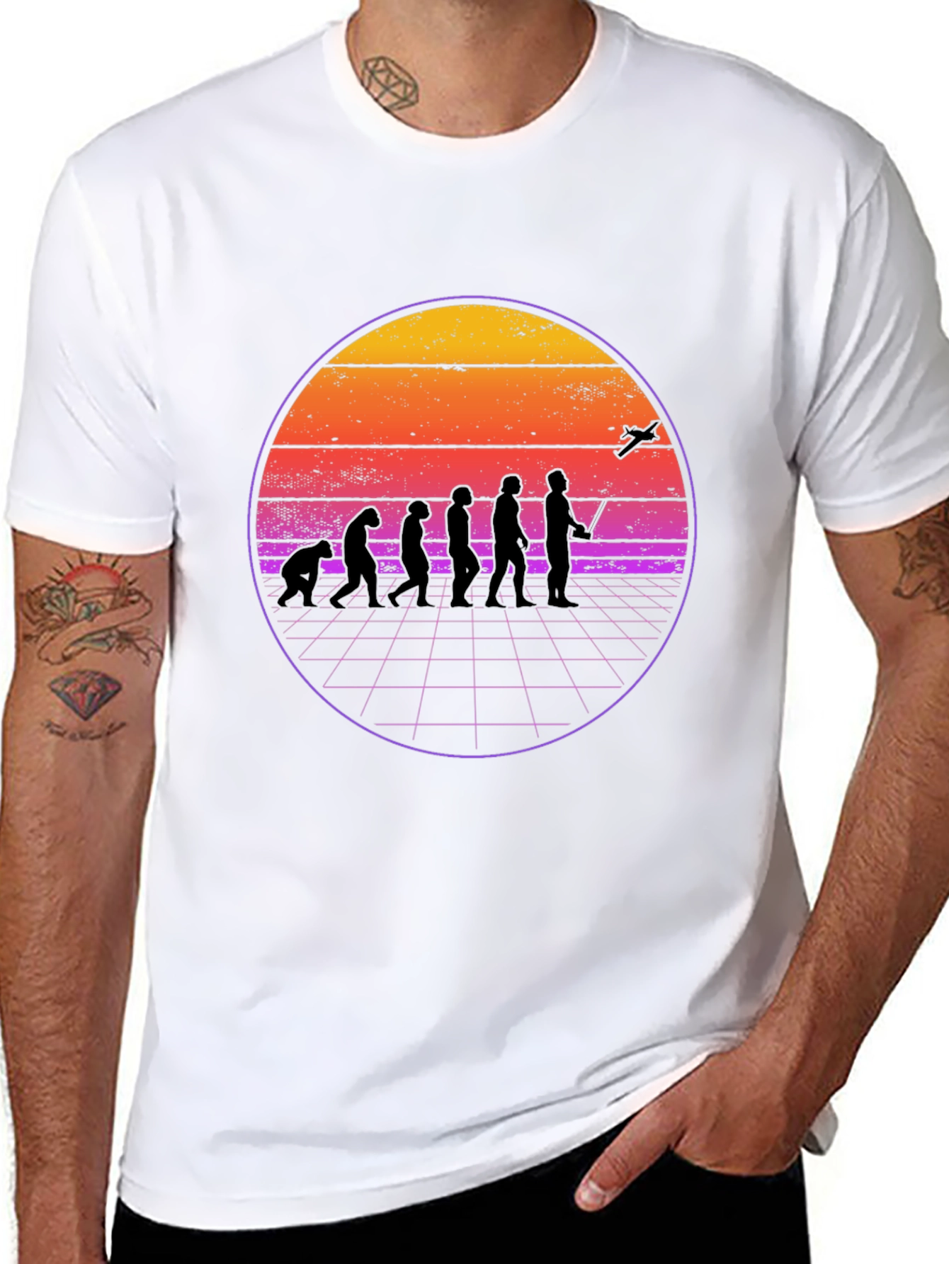 Retro Evolution T-Shirt - Man to Drone