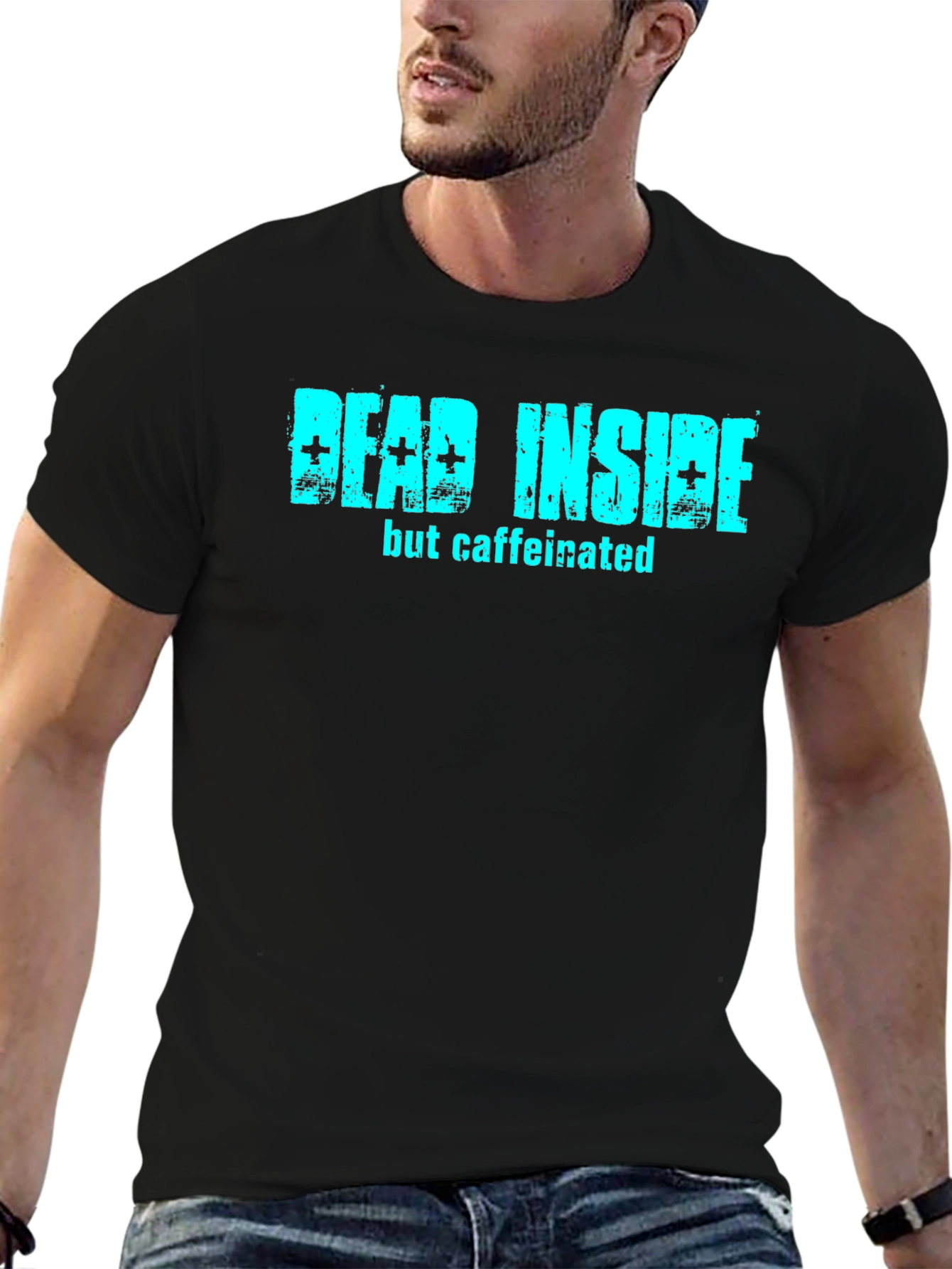 Dead Inside But Caffeinated Black T-Shirt