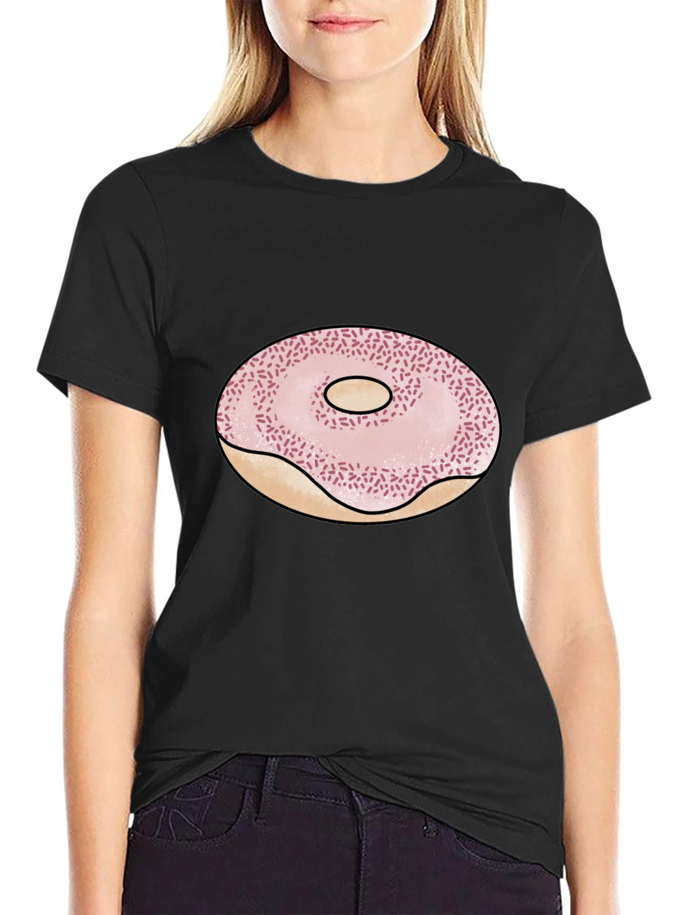 Donut Graphic Black T-Shirt - Casual Style