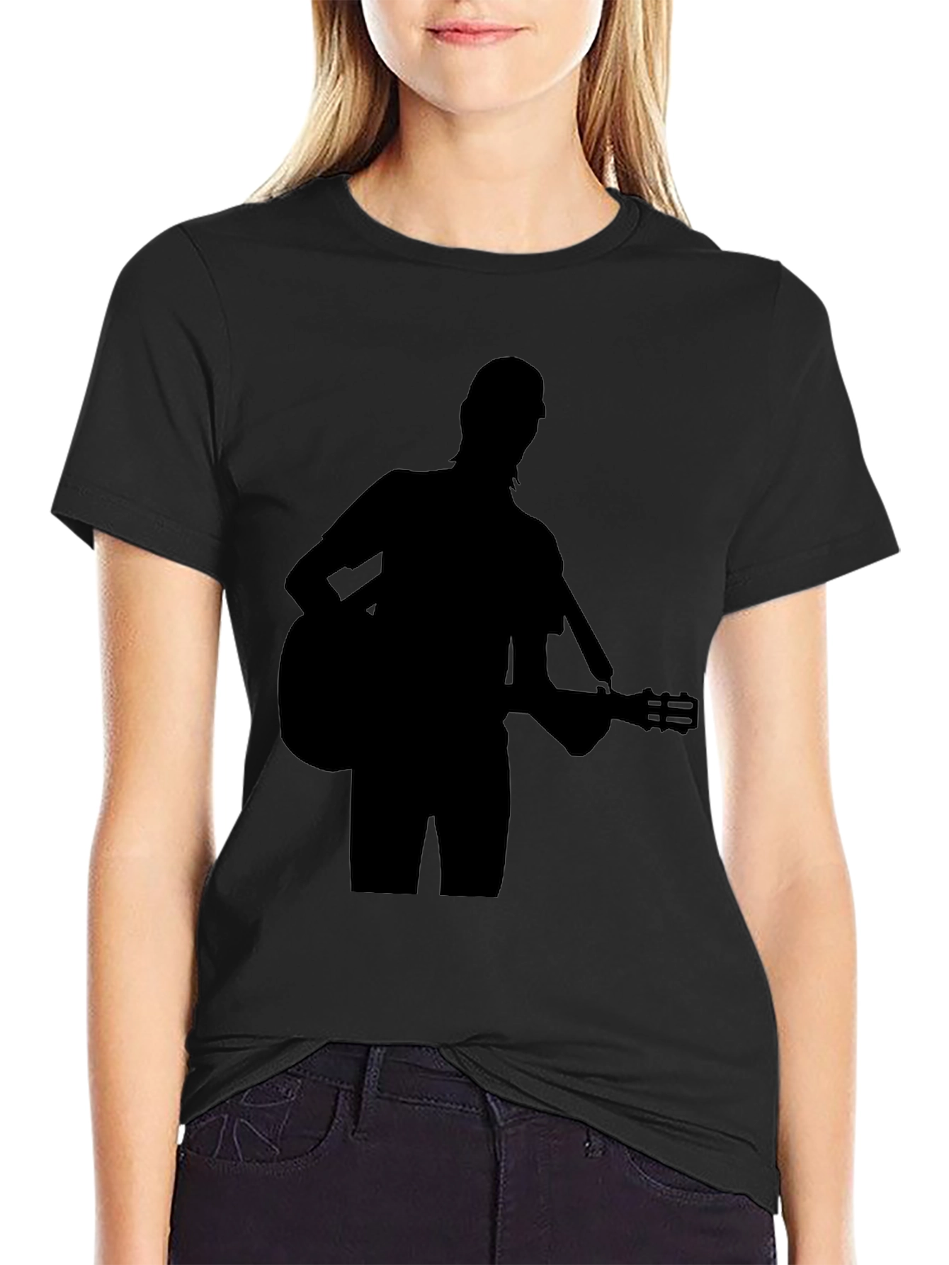 Guitar Player Silhouette Black T-Shirt
