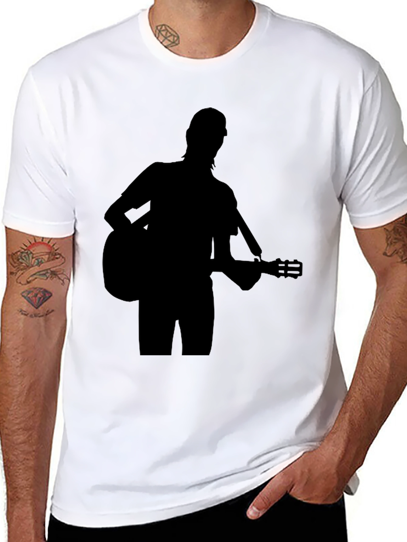 Guitar Player Silhouette Black T-Shirt