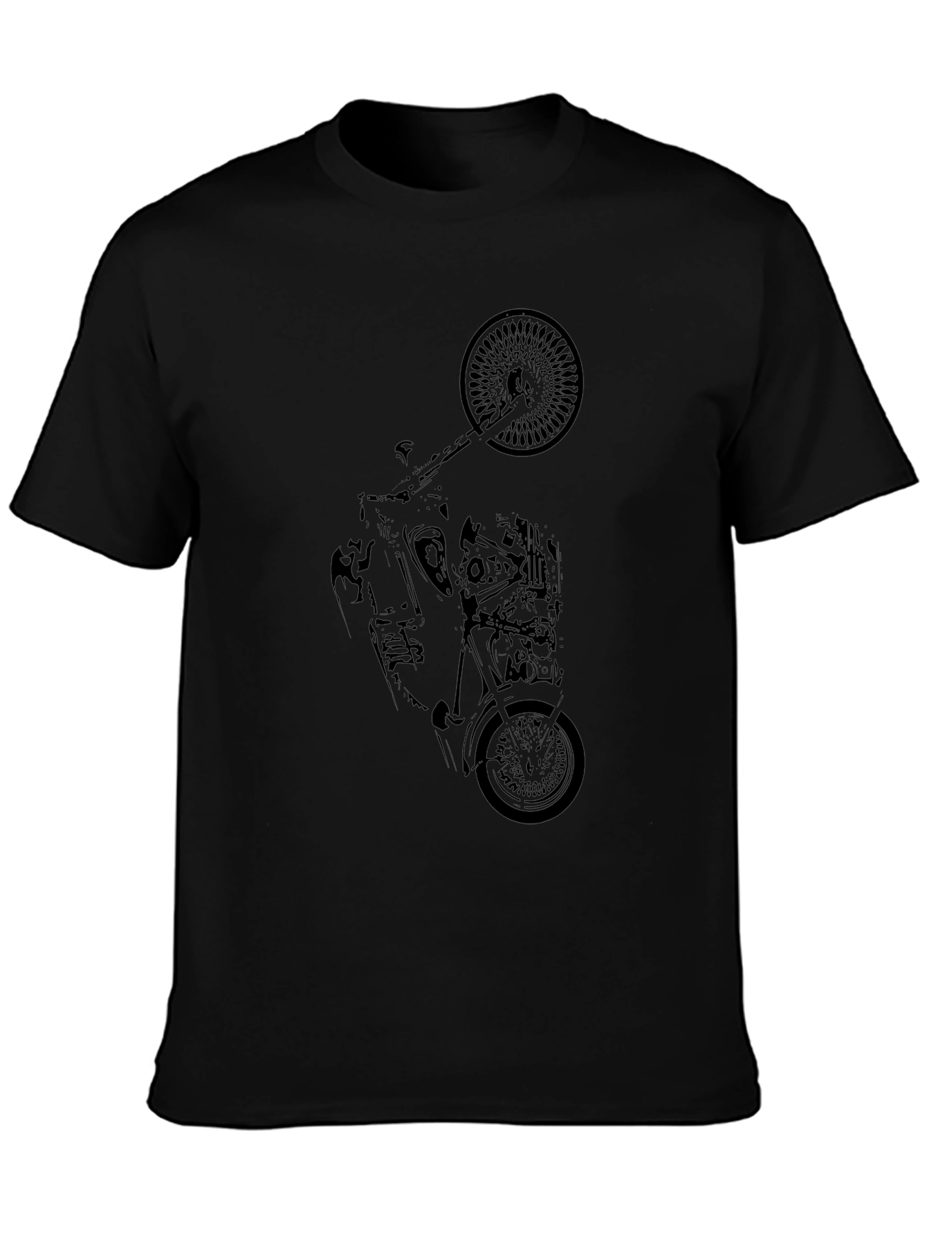 Black Motorcycle Graphic T-Shirt for Men
