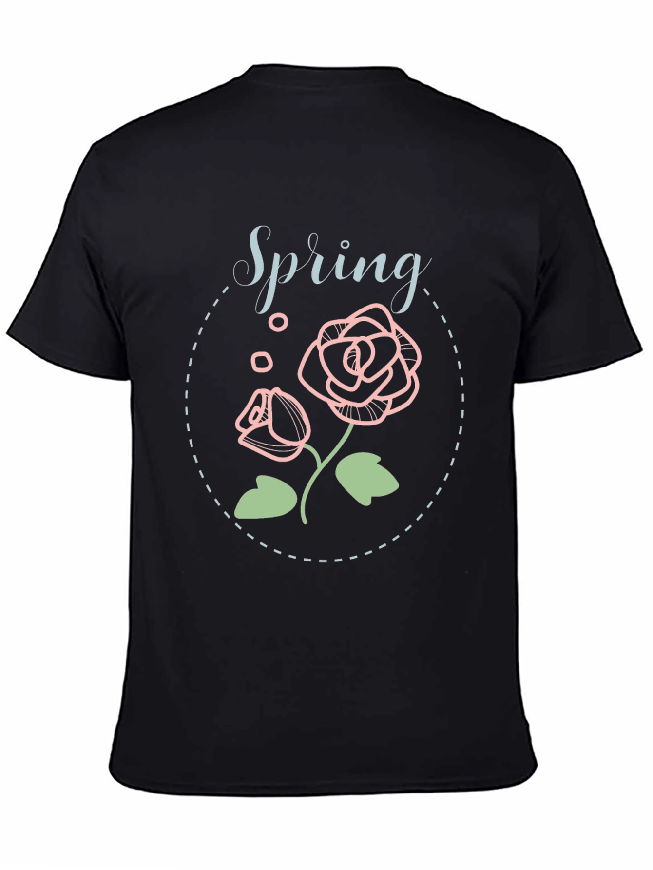 Spring Floral Graphic Tee - Black Casual Shirt