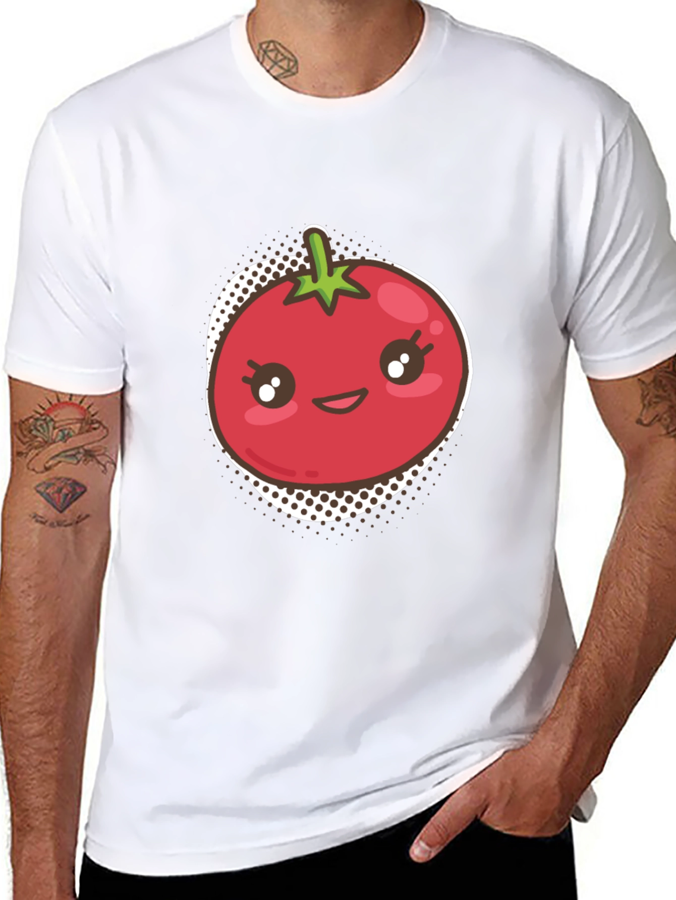 Tomato Kawaii Graphic T-Shirt - Unisex Black Tee