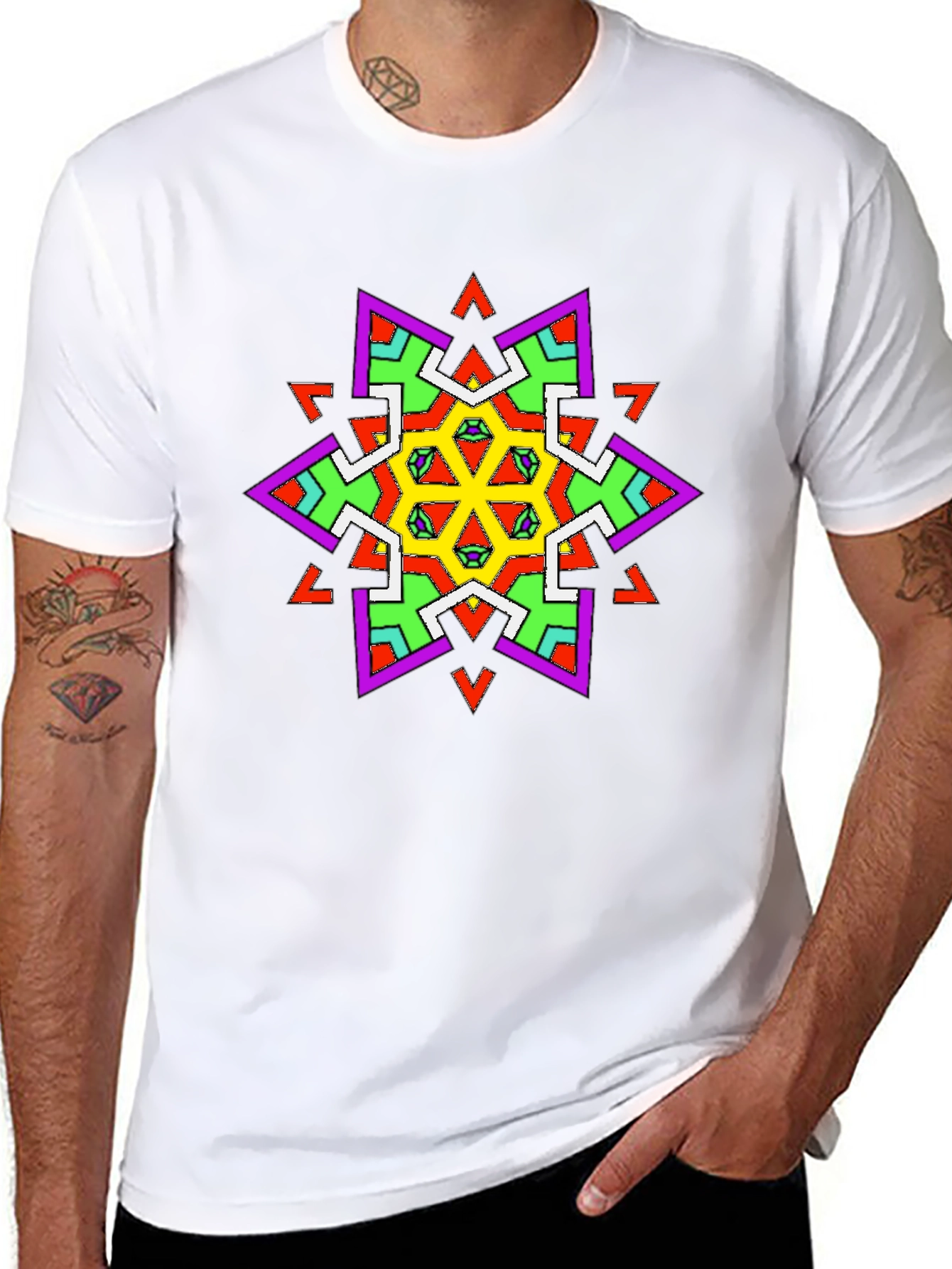 Geometric Kaleidoscope Graphic Black T-Shirt