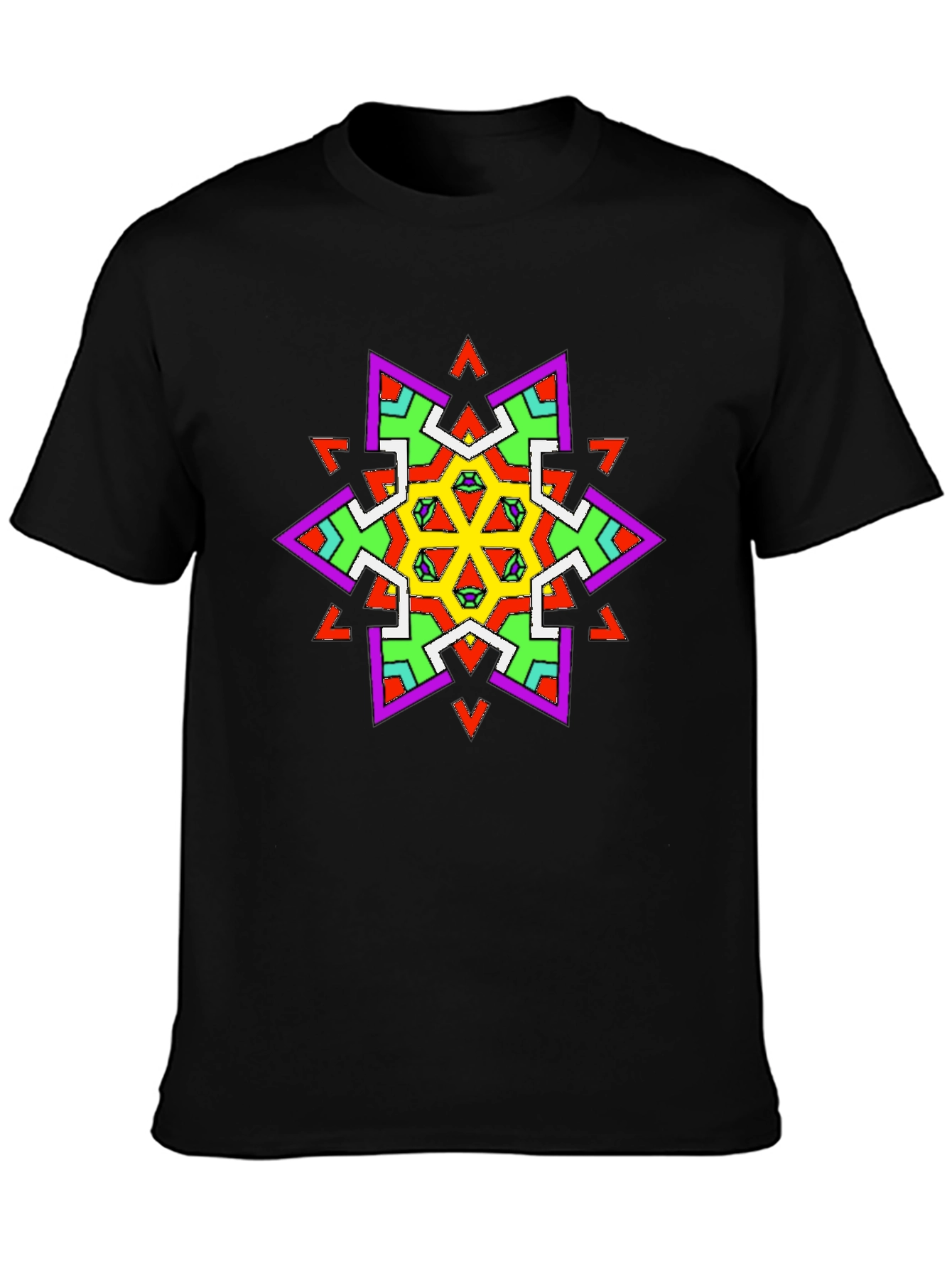 Geometric Kaleidoscope Graphic Black T-Shirt