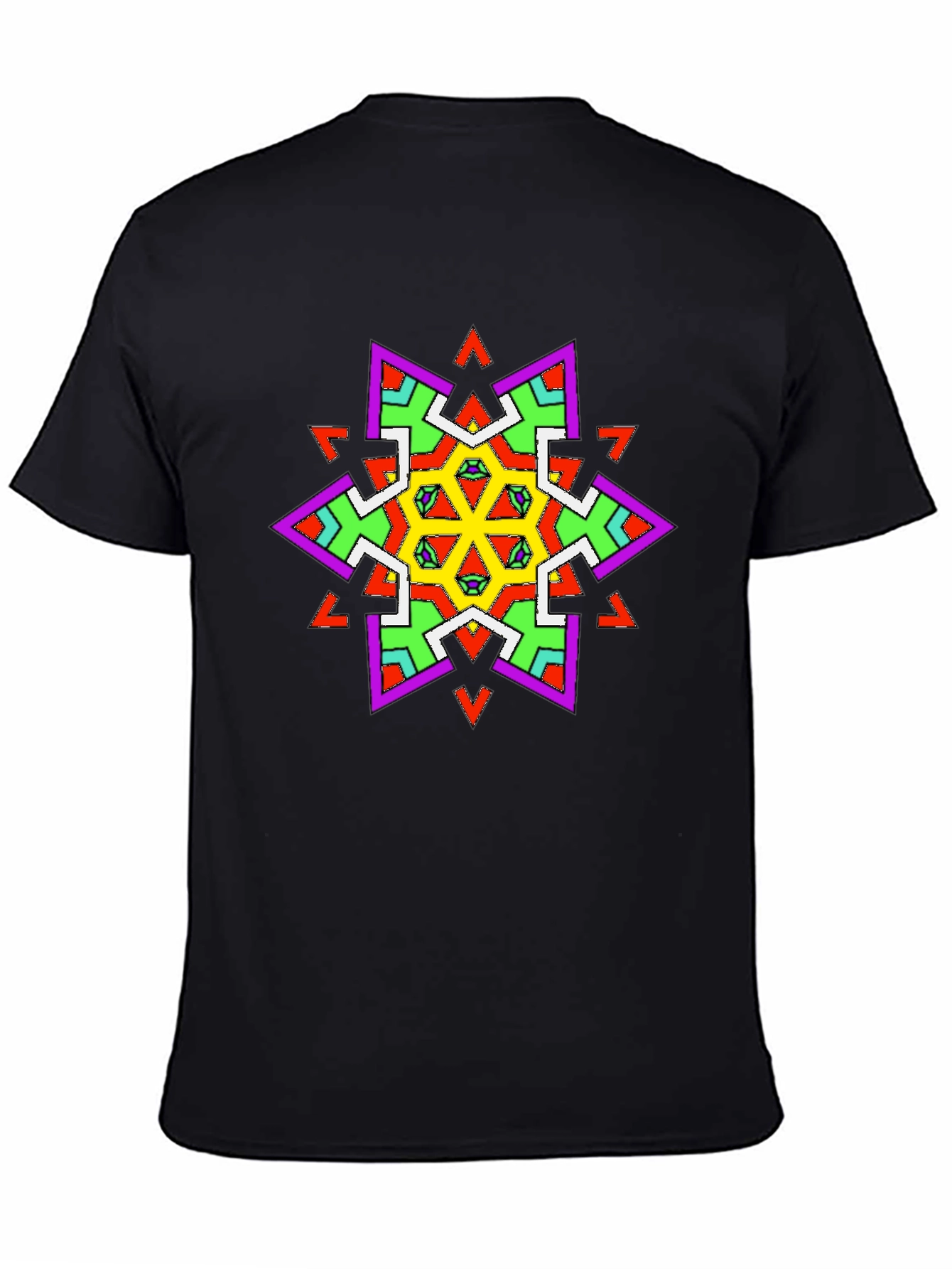 Geometric Kaleidoscope Graphic Black T-Shirt
