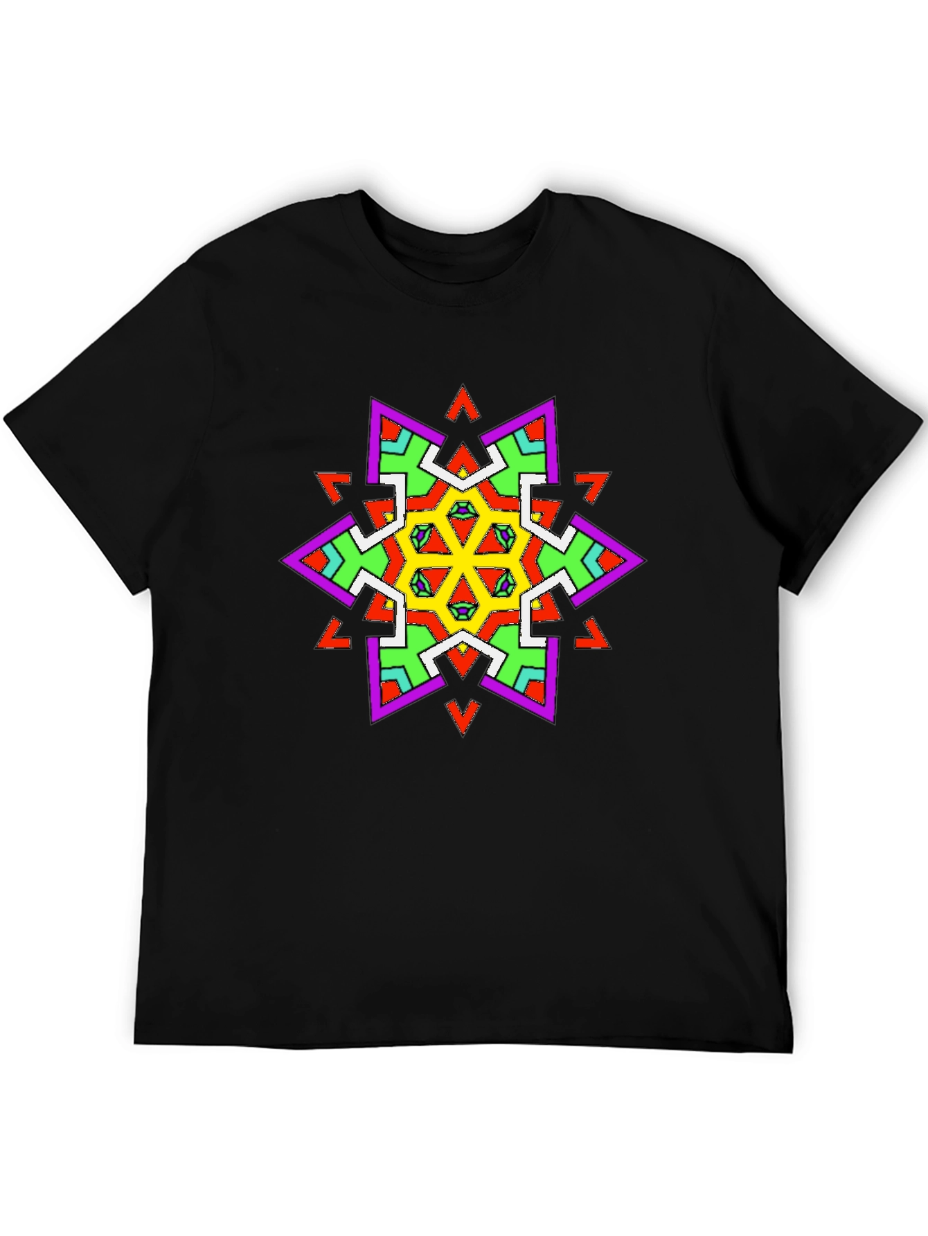 Geometric Kaleidoscope Graphic Black T-Shirt