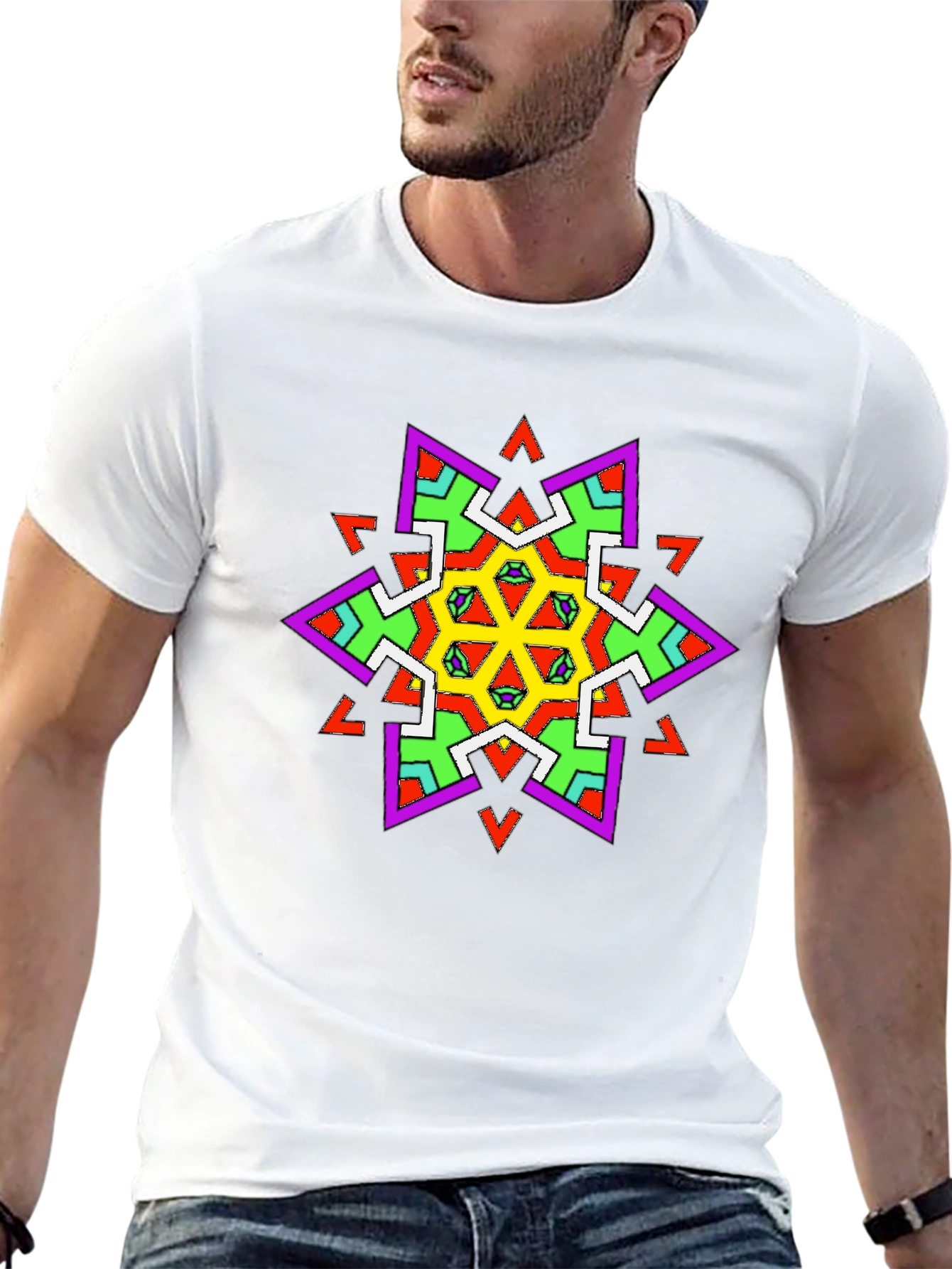Geometric Kaleidoscope Graphic Black T-Shirt