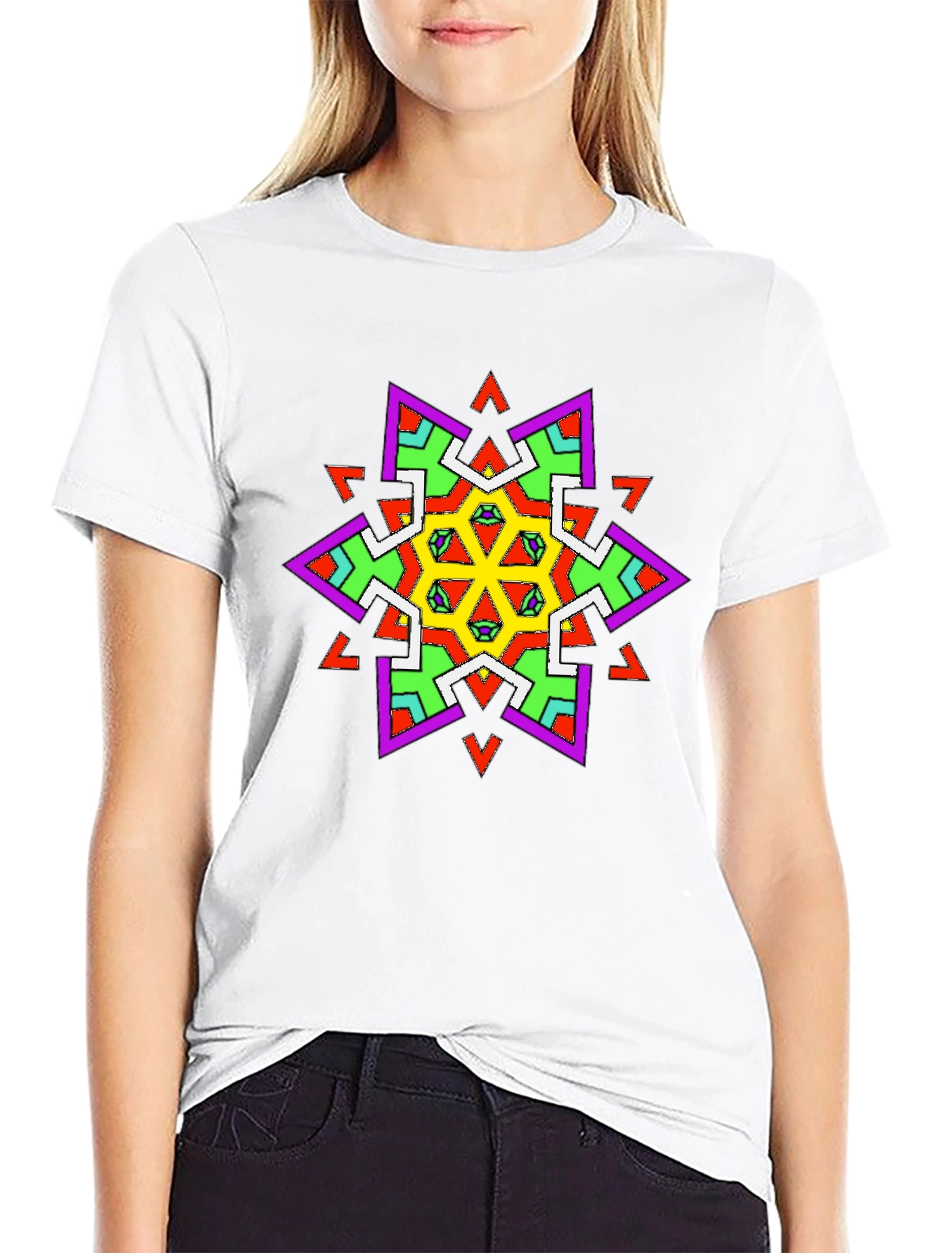 Geometric Kaleidoscope Graphic Black T-Shirt