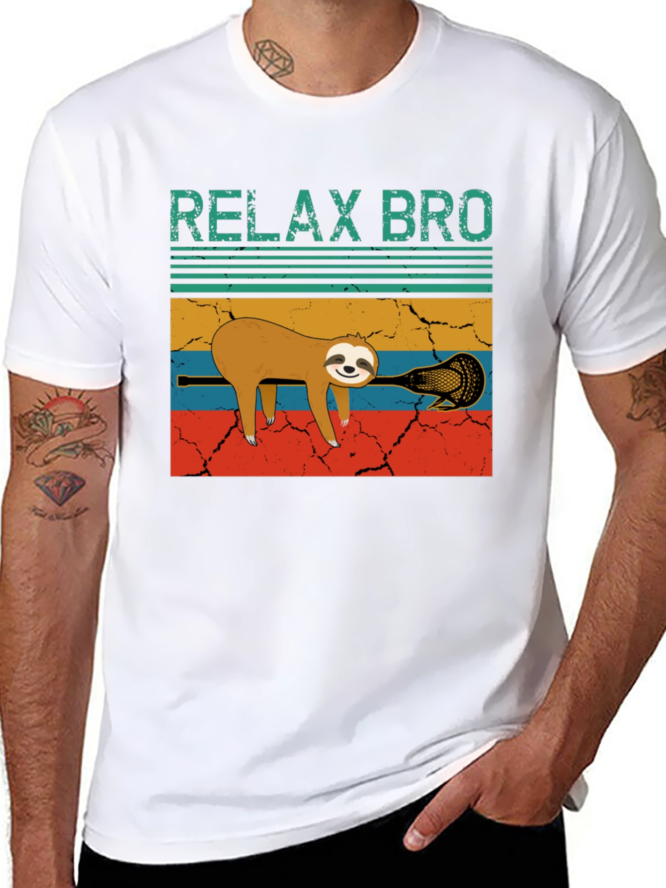 Relax Bro Sloth Lacrosse Graphic Tee