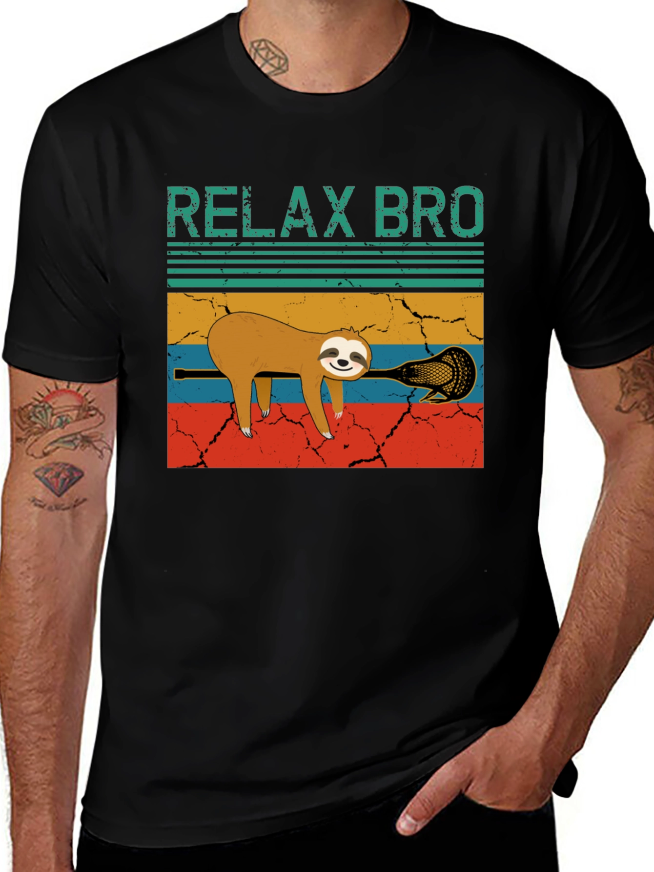 Relax Bro Sloth Lacrosse Graphic Tee