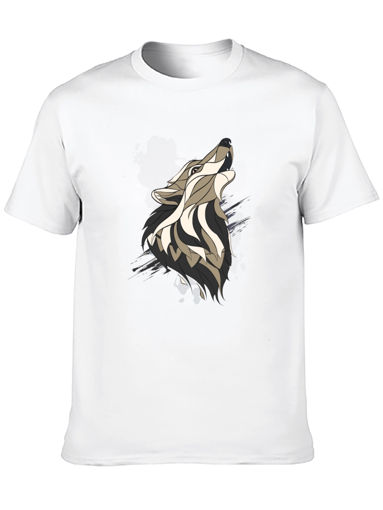Wolf Graphic Print Mens Black T-Shirt