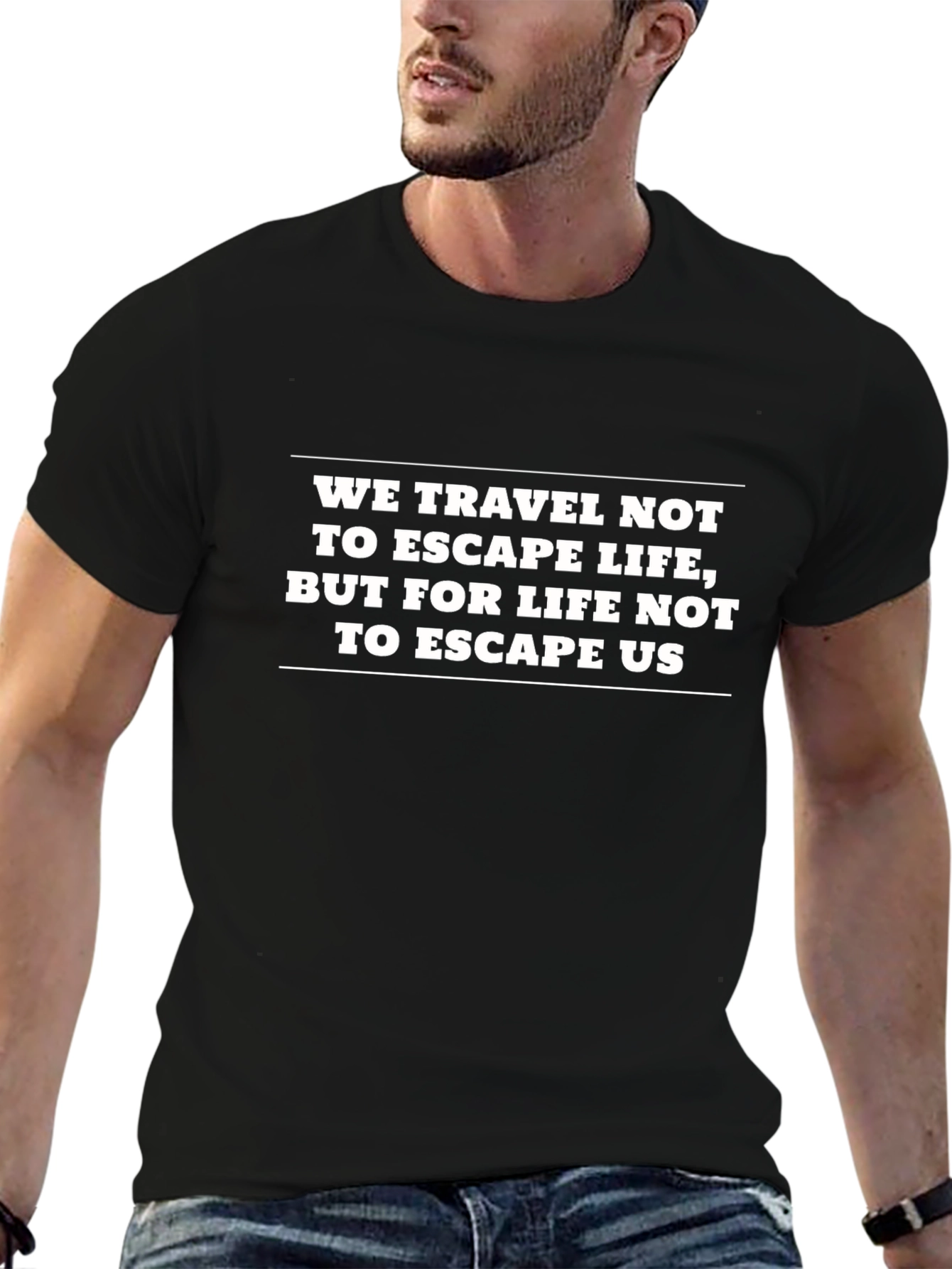 Travel Quote Graphic Tee - Mens Black T-Shirt