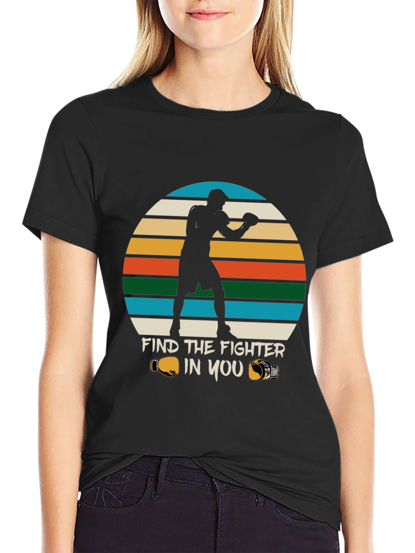 Find the Fighter in You Black Graphic Tee