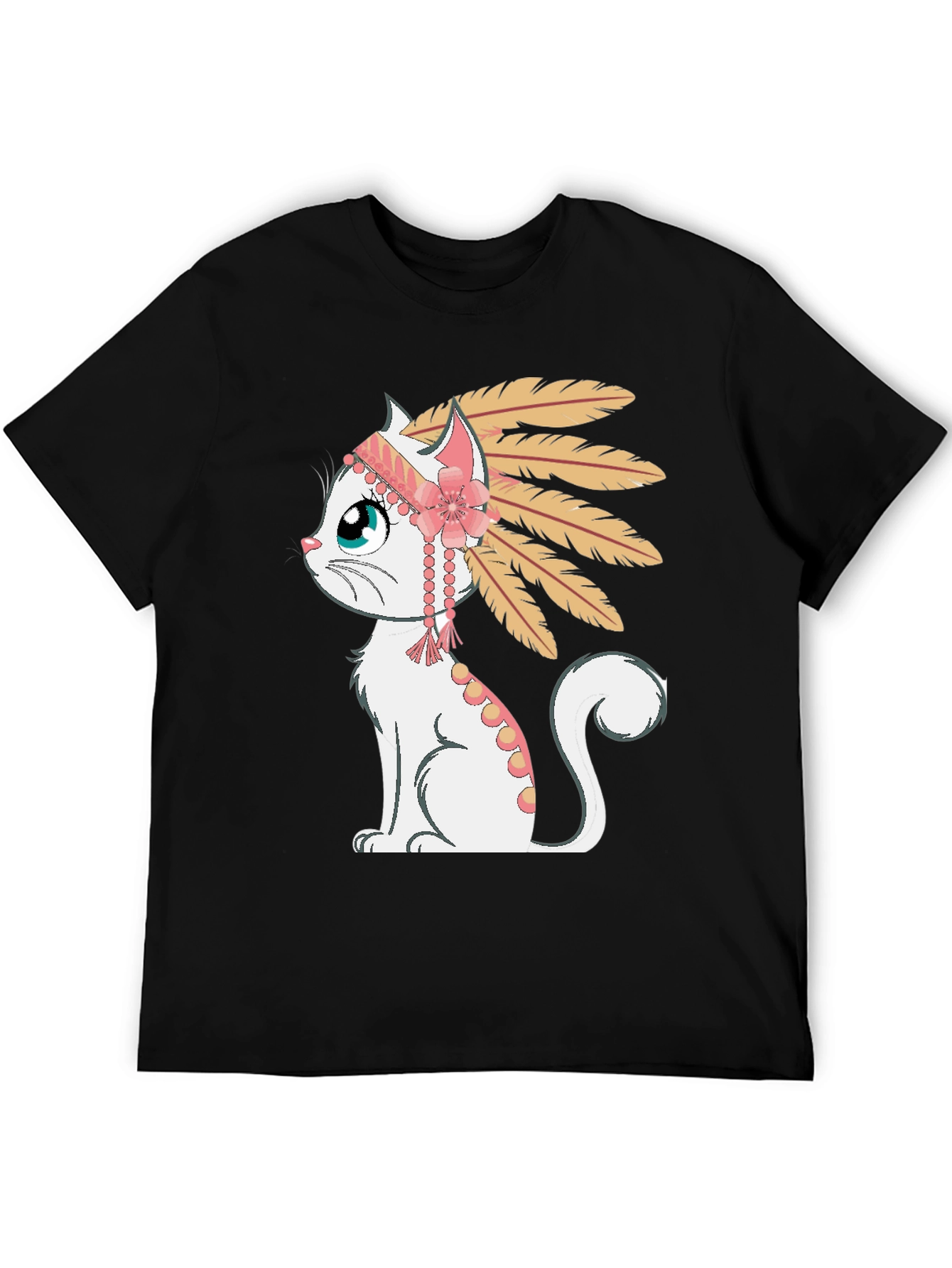Cartoon Cat Headdress Graphic Tee