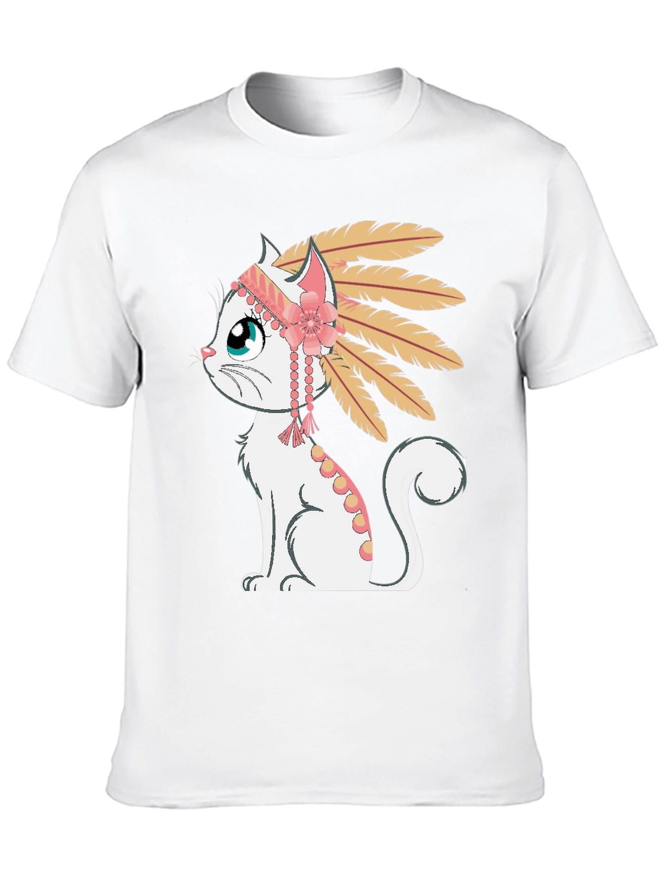 Cartoon Cat Headdress Graphic Tee
