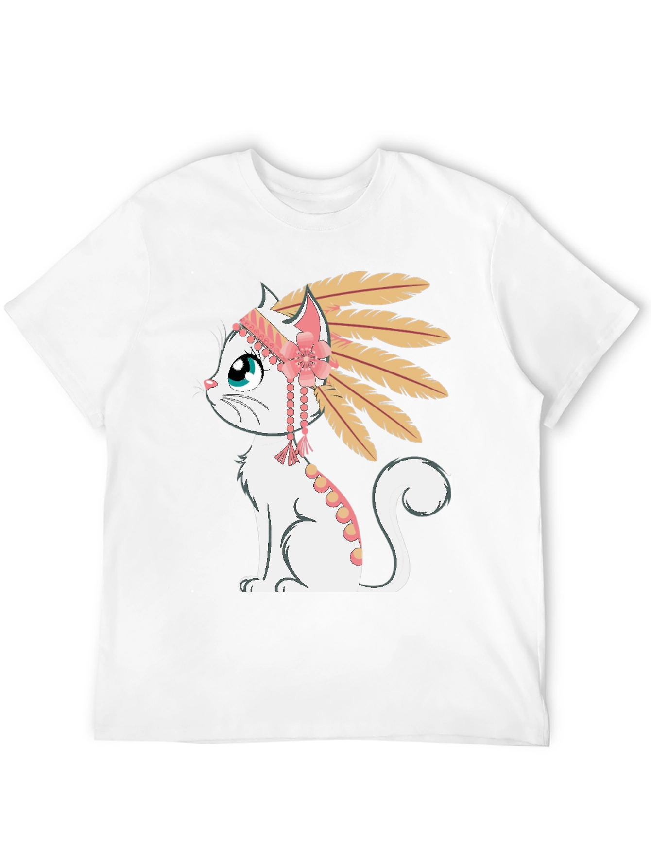 Cartoon Cat Headdress Graphic Tee