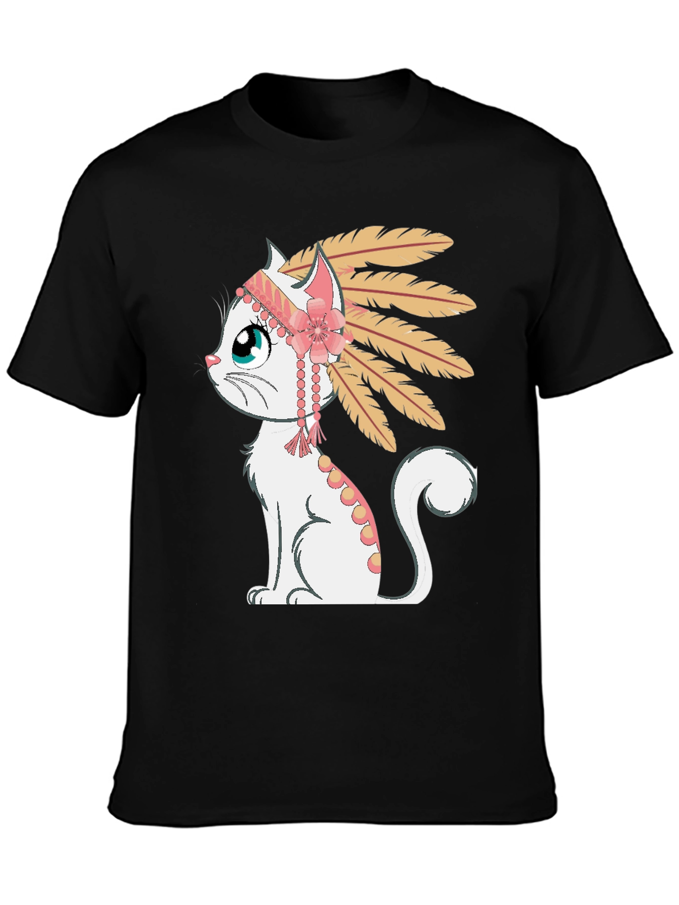 Cartoon Cat Headdress Graphic Tee