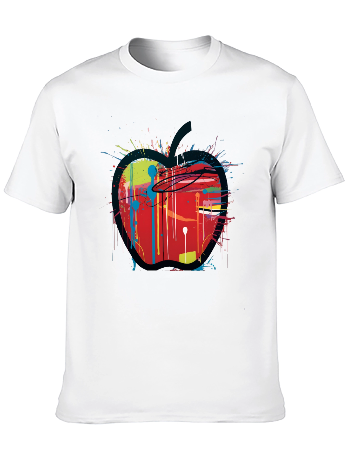 Apple Paint Splatter Graphic T-Shirt - Unique Design