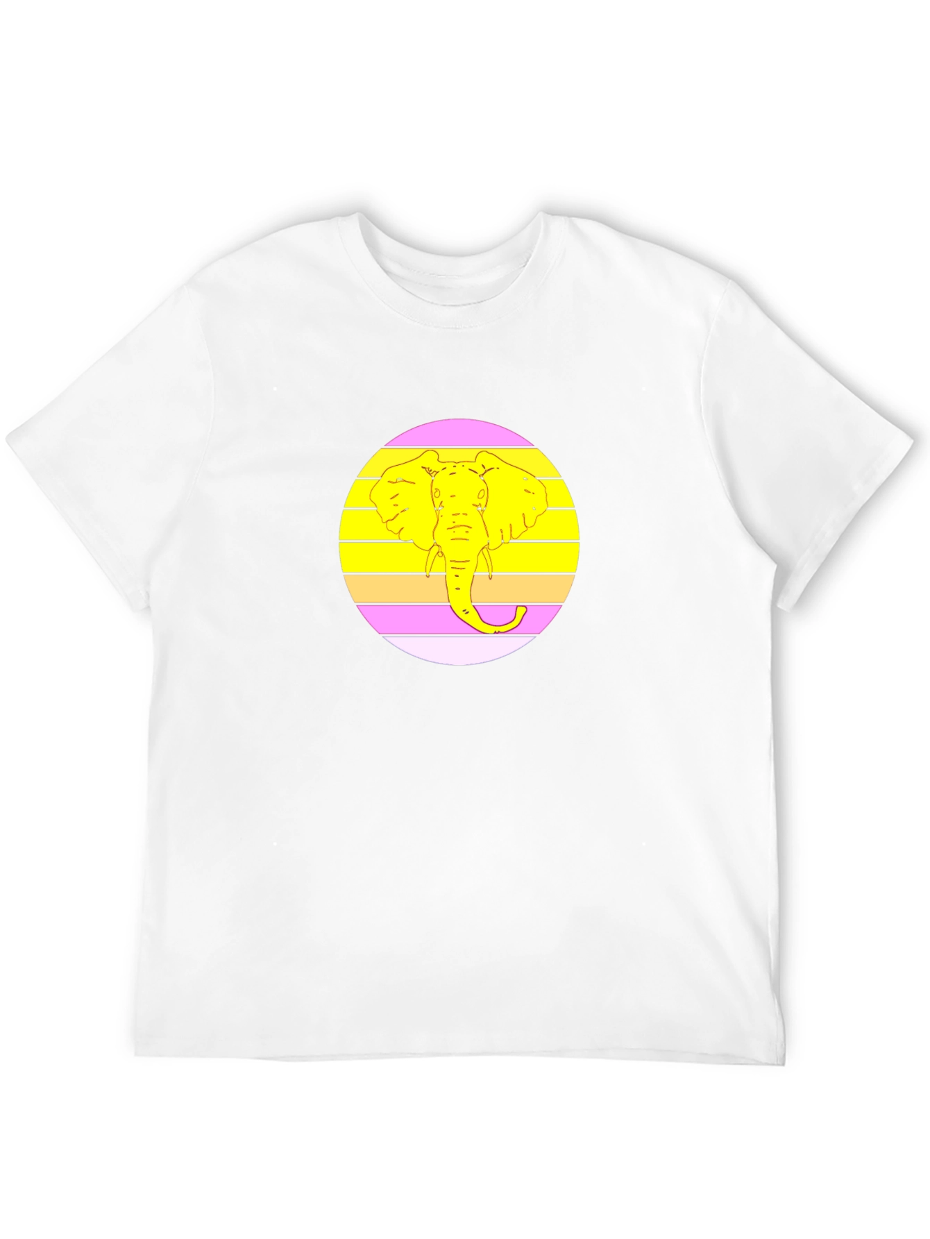 Retro Elephant Graphic Tee - Black Cotton T-Shirt