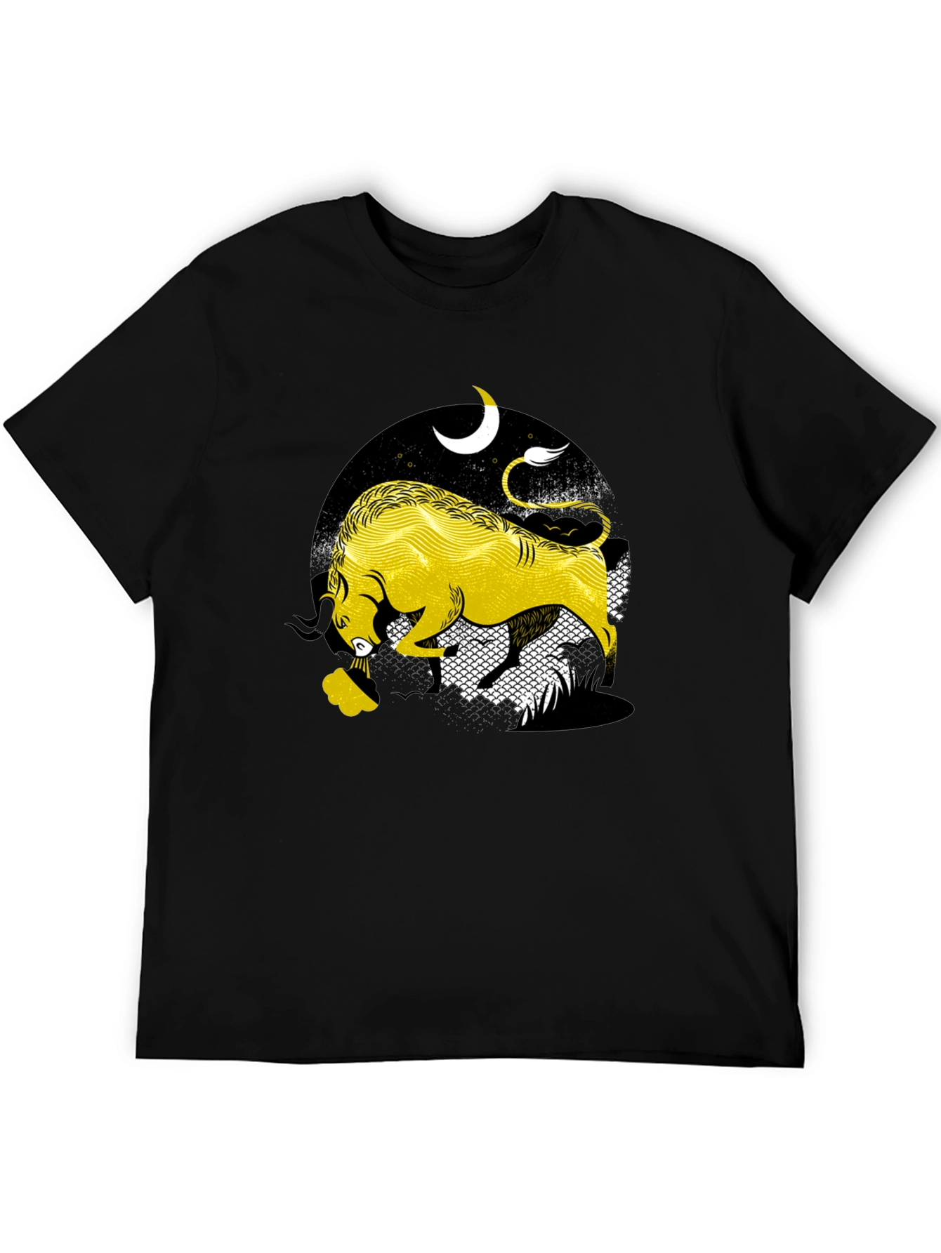 Taurus Zodiac Graphic Tee - Black Cotton Blend