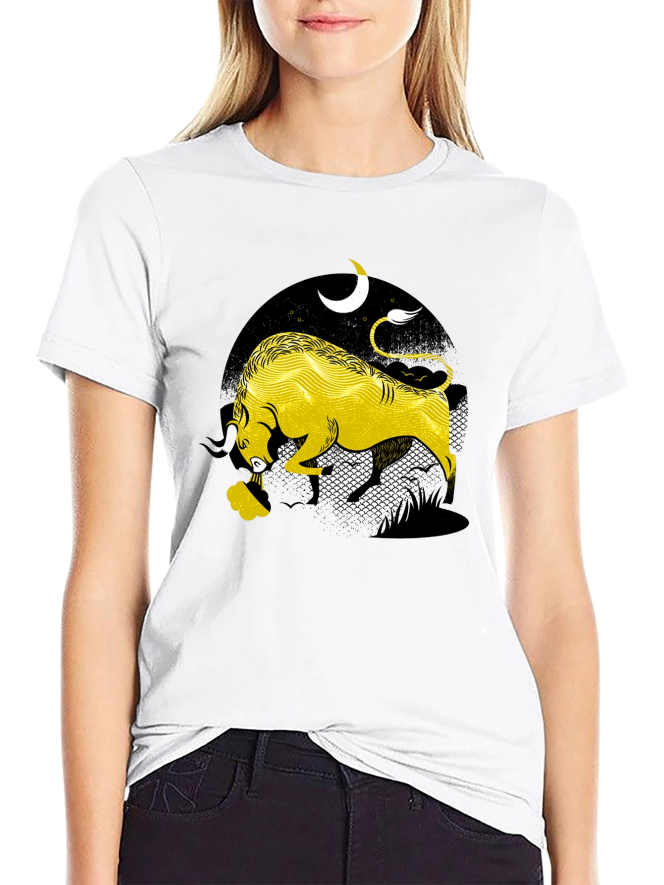 Taurus Zodiac Graphic Tee - Black Cotton Blend