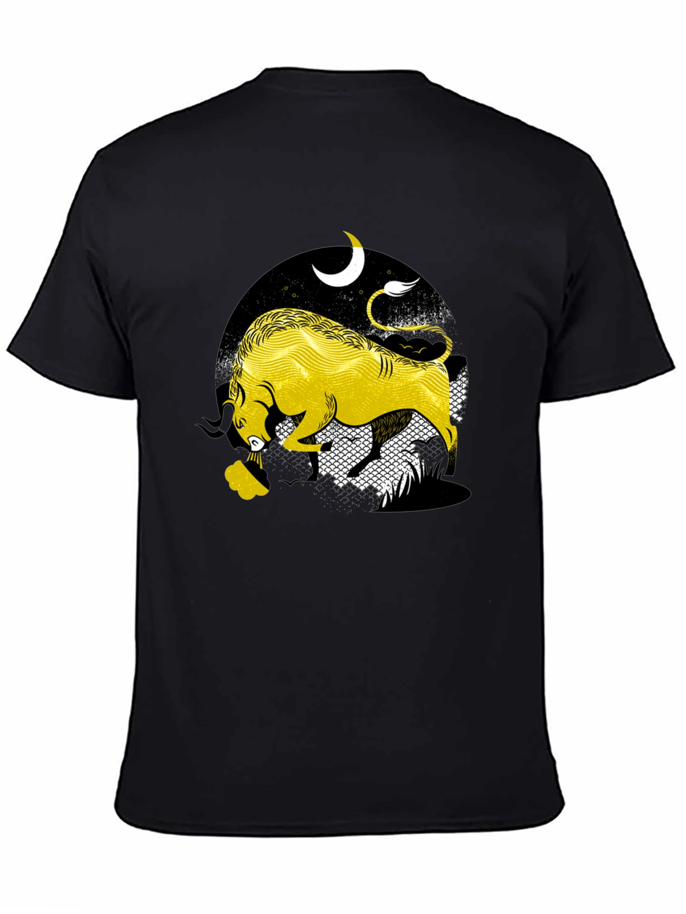 Taurus Zodiac Graphic Tee - Black Cotton Blend