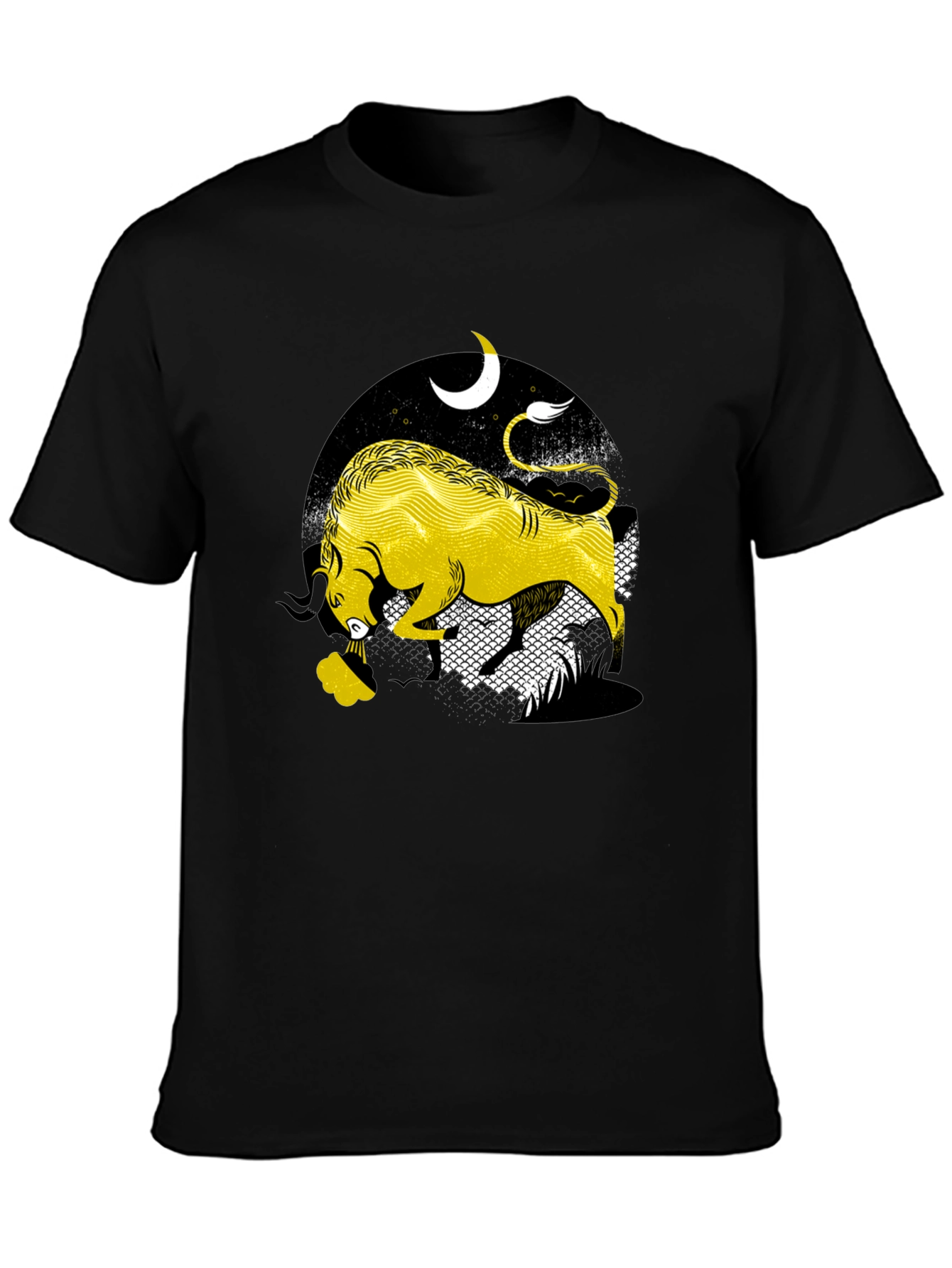 Taurus Zodiac Graphic Tee - Black Cotton Blend