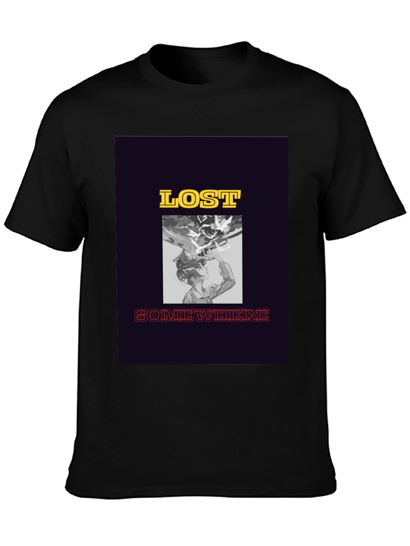 Lost Somewhere Graphic Tee - Stylish Black T-Shirt