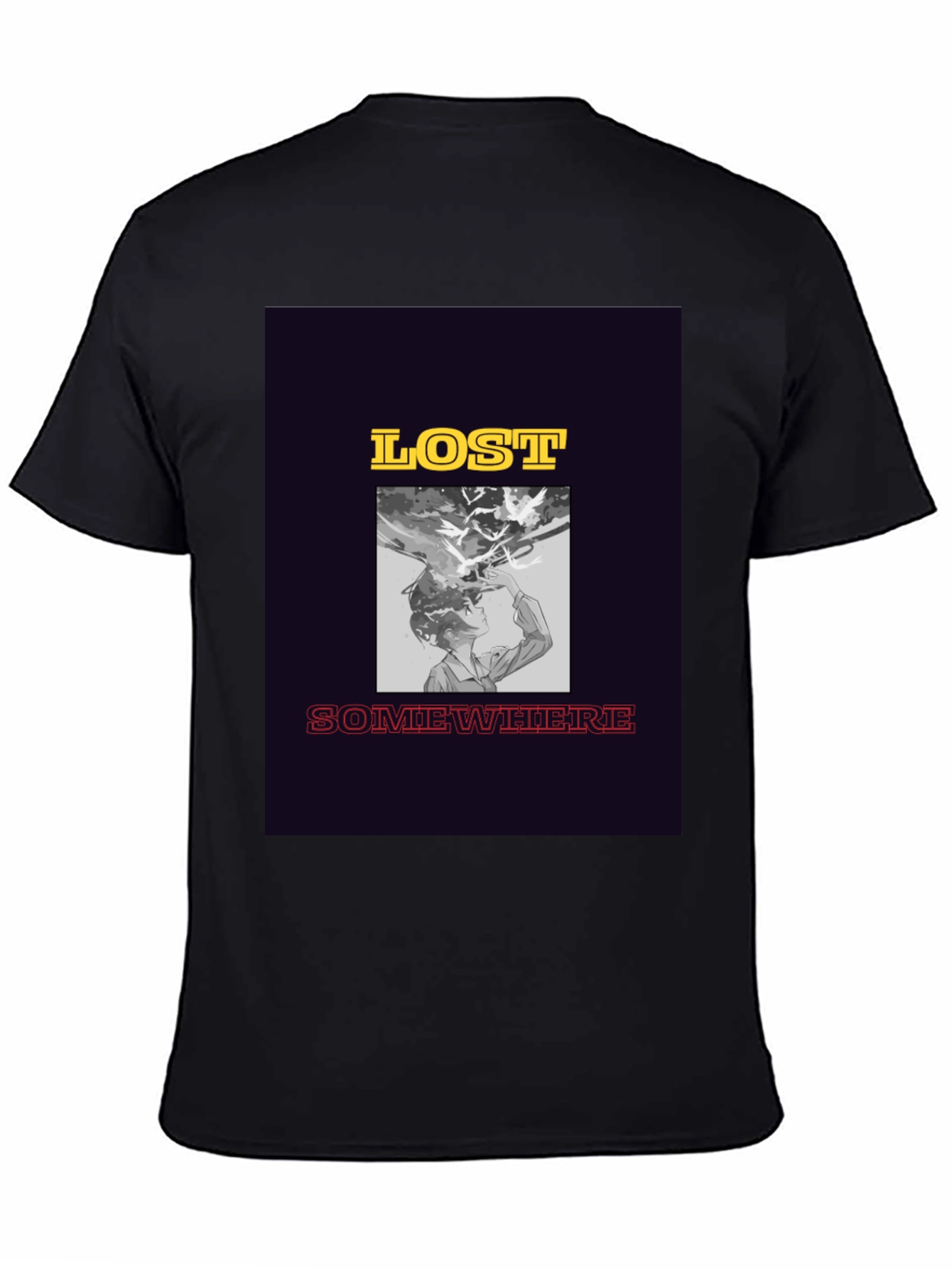 Lost Somewhere Graphic Tee - Stylish Black T-Shirt