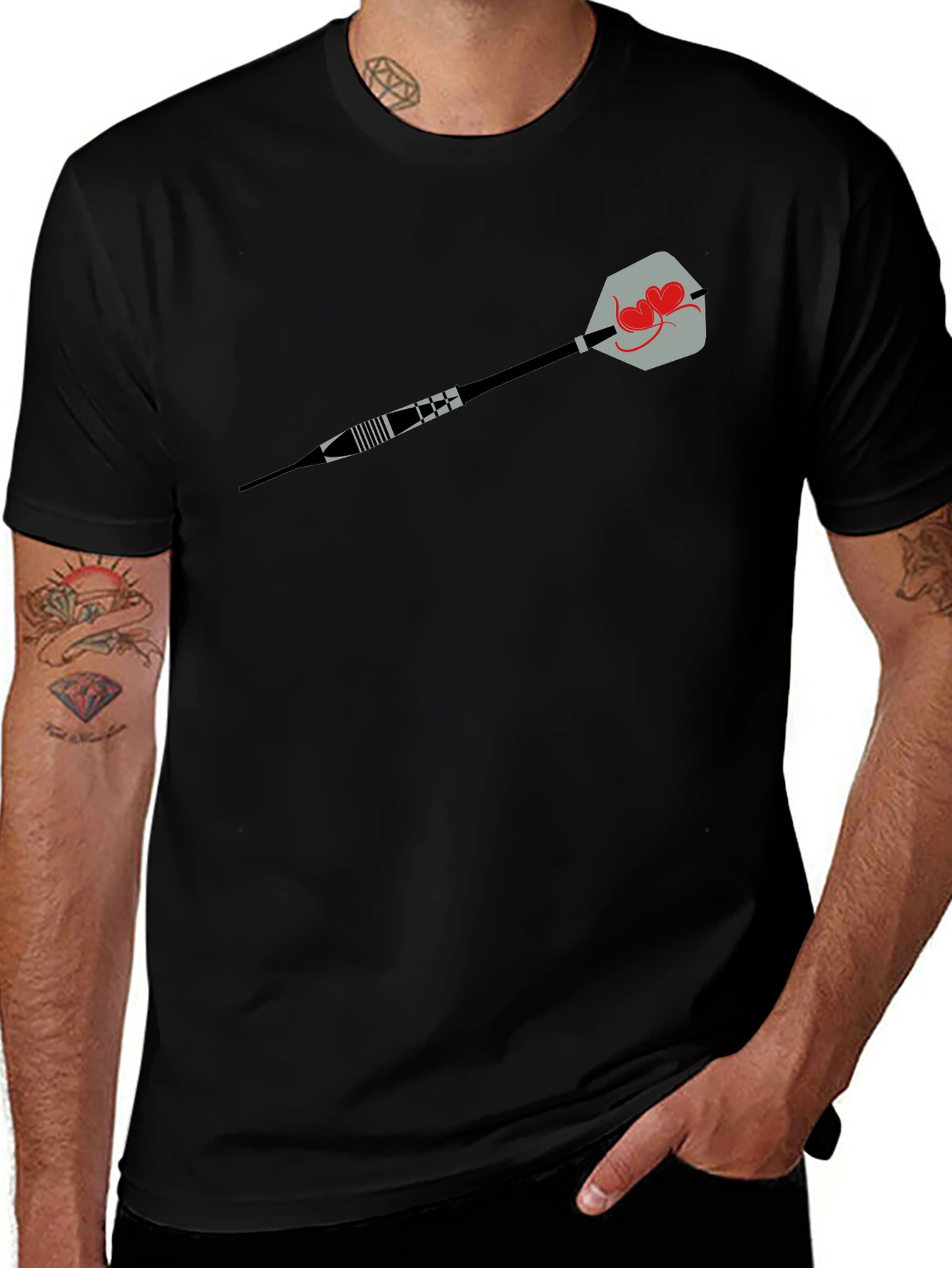 Heart Dart Graphic Tee - Black Cotton Comfort
