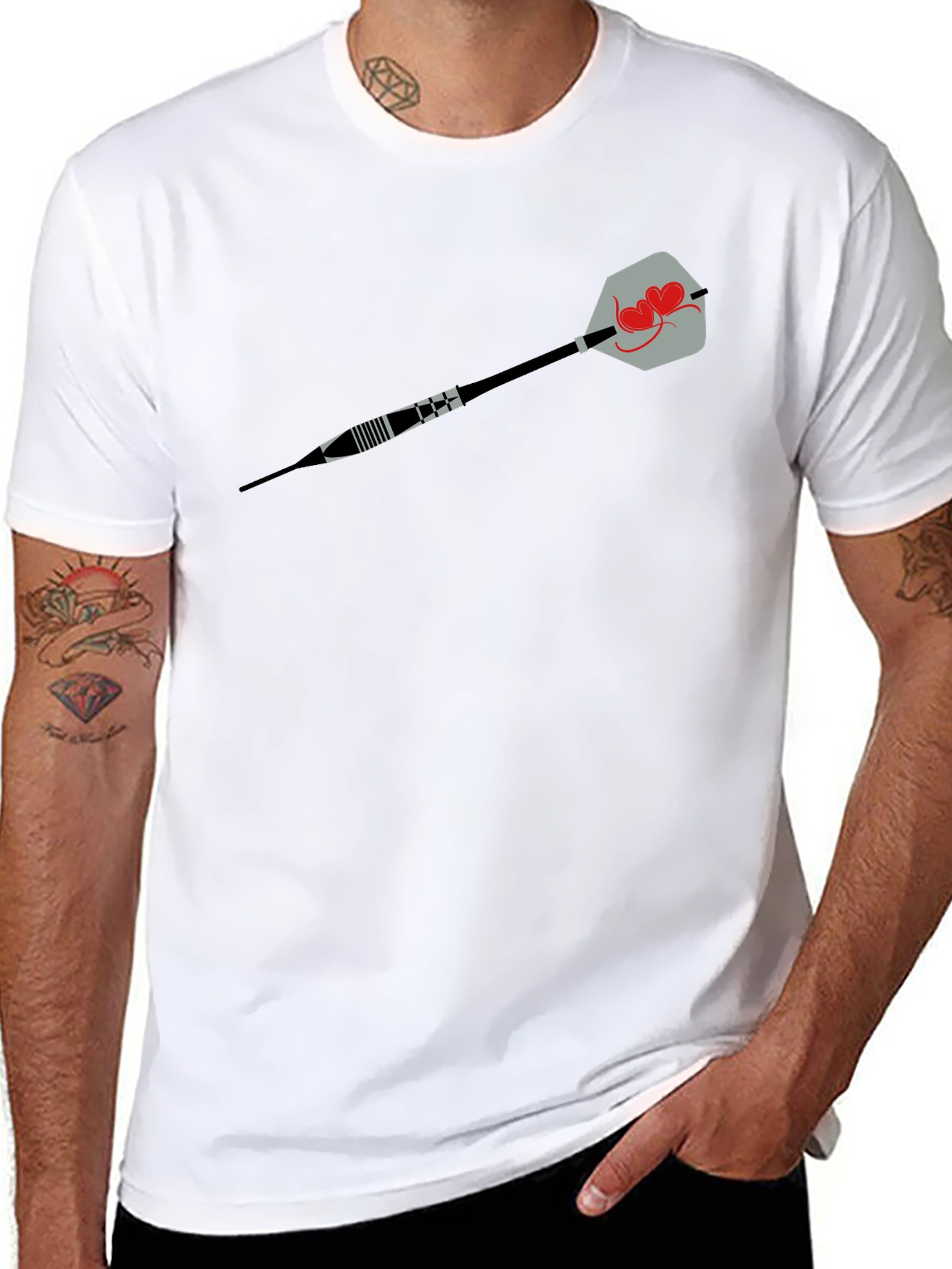Heart Dart Graphic Tee - Black Cotton Comfort