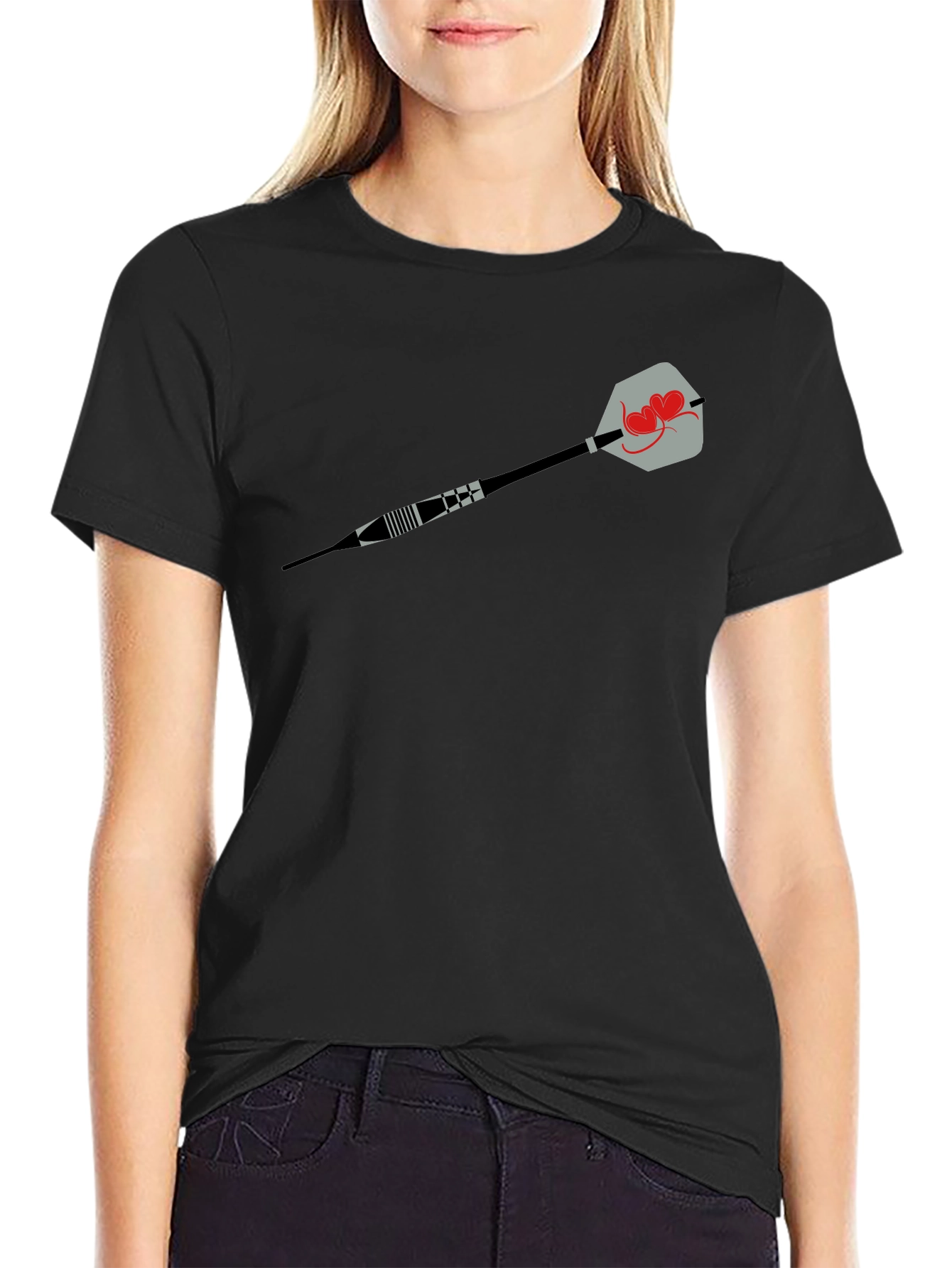 Heart Dart Graphic Tee - Black Cotton Comfort