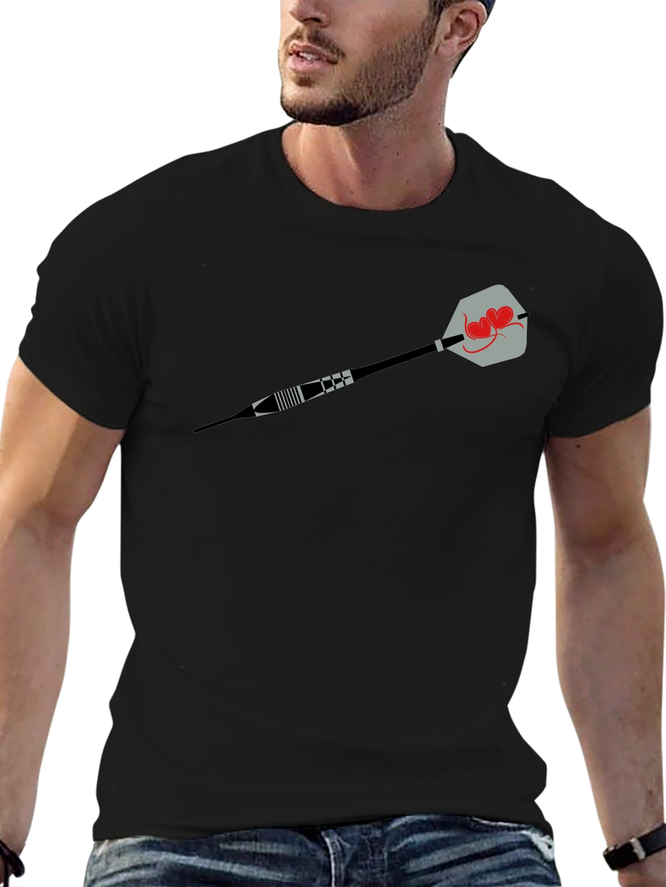 Heart Dart Graphic Tee - Black Cotton Comfort