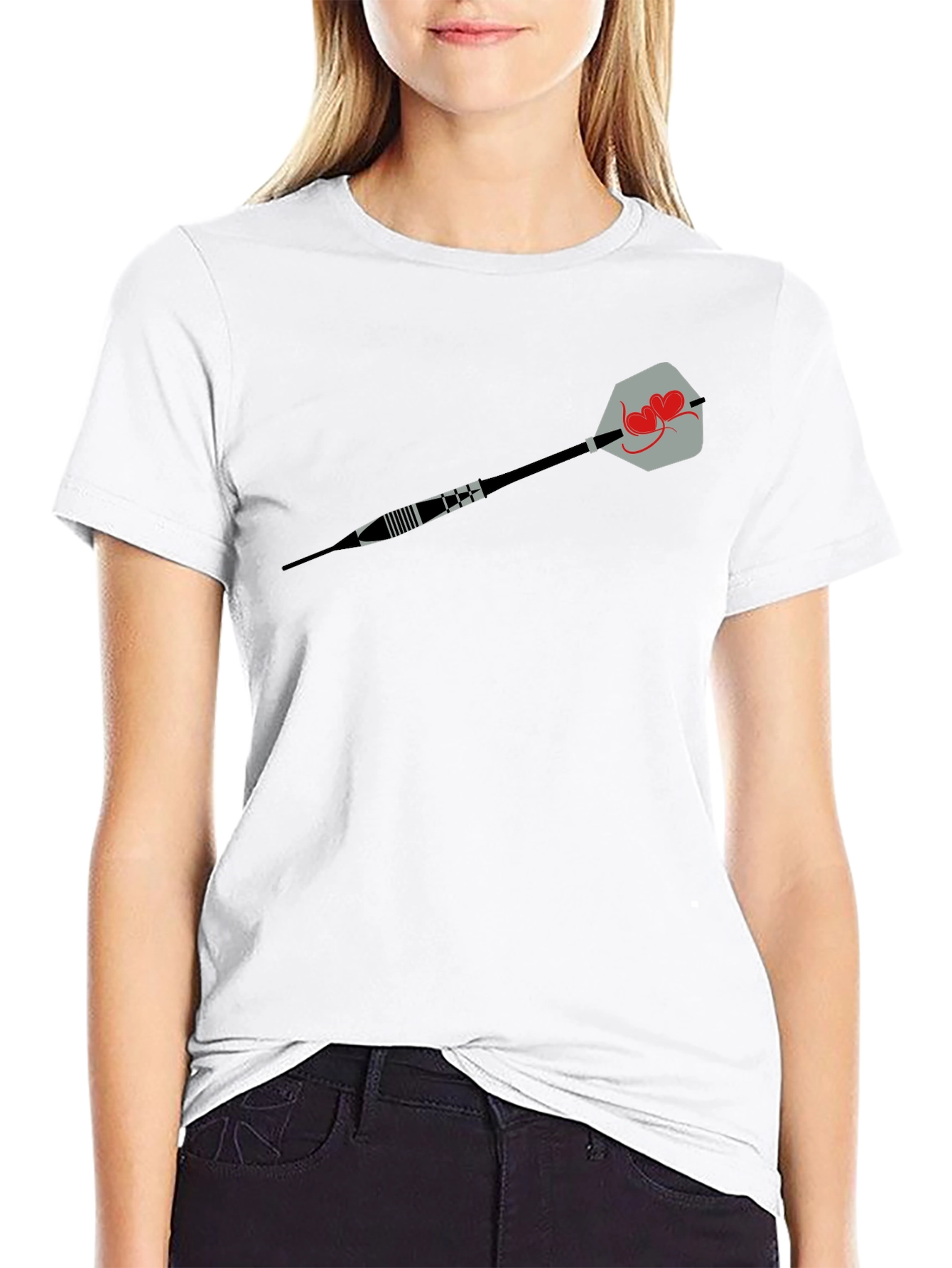 Heart Dart Graphic Tee - Black Cotton Comfort