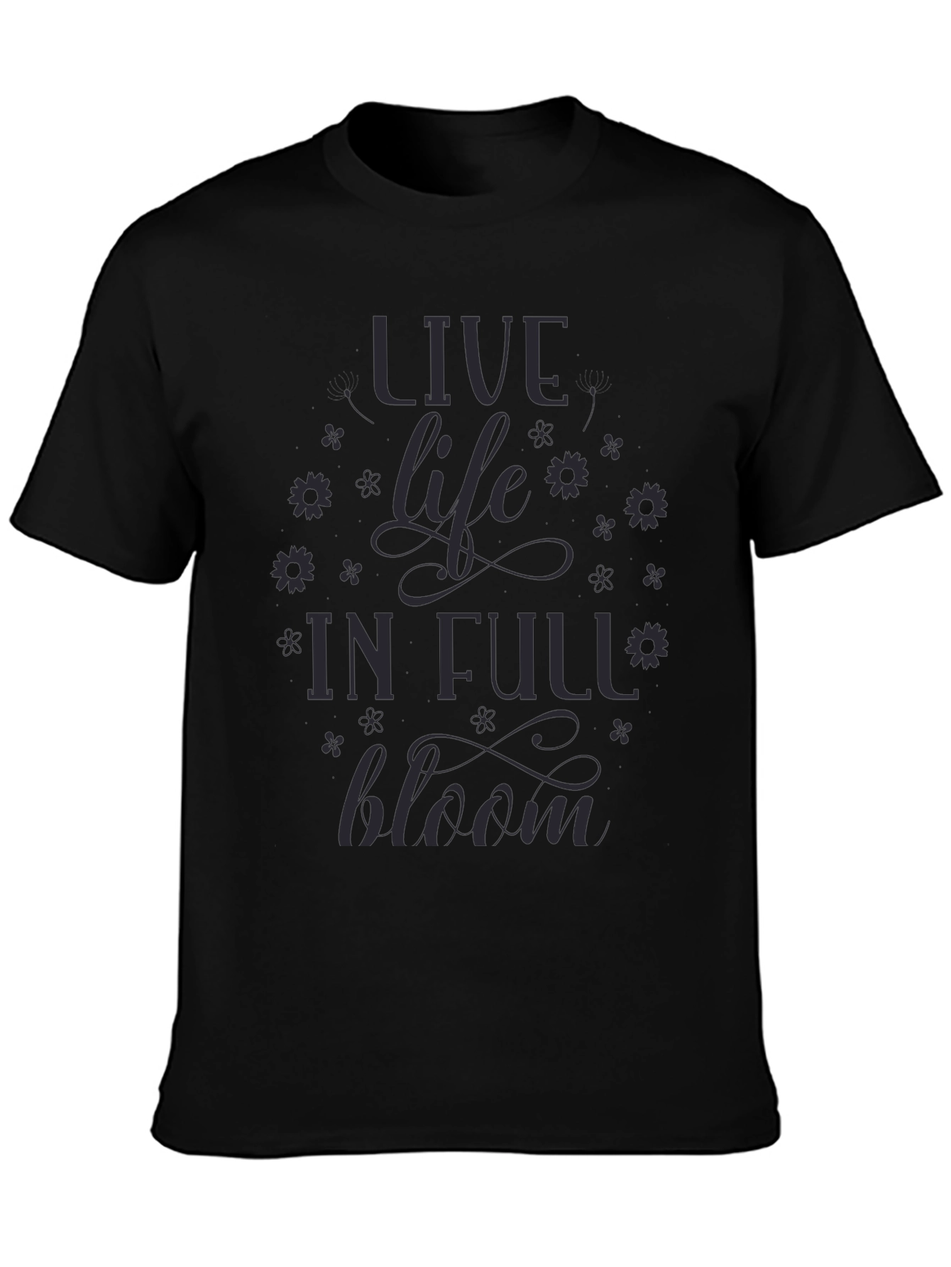 Live Life in Full Bloom Graphic Tee - Black