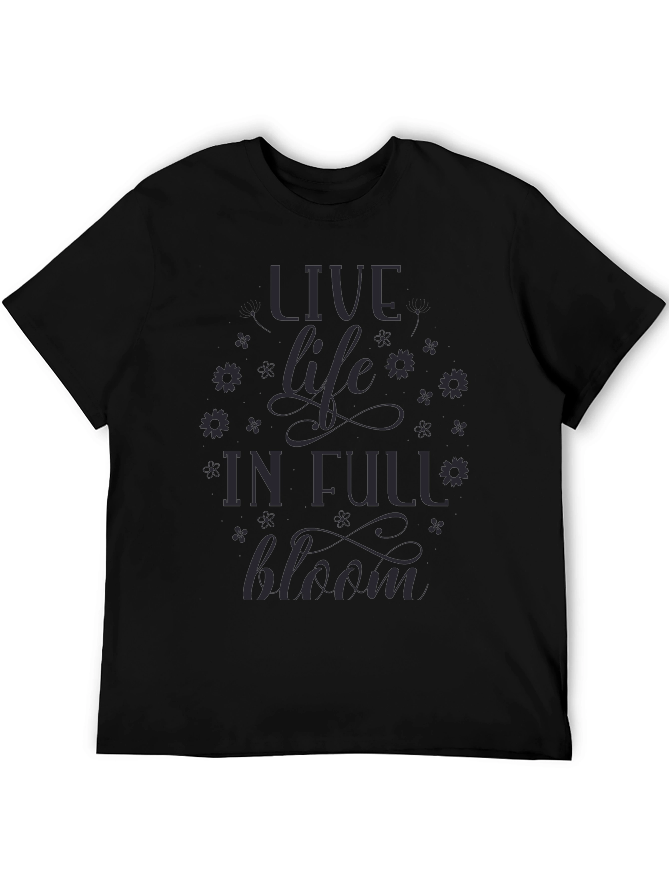 Live Life in Full Bloom Graphic Tee - Black