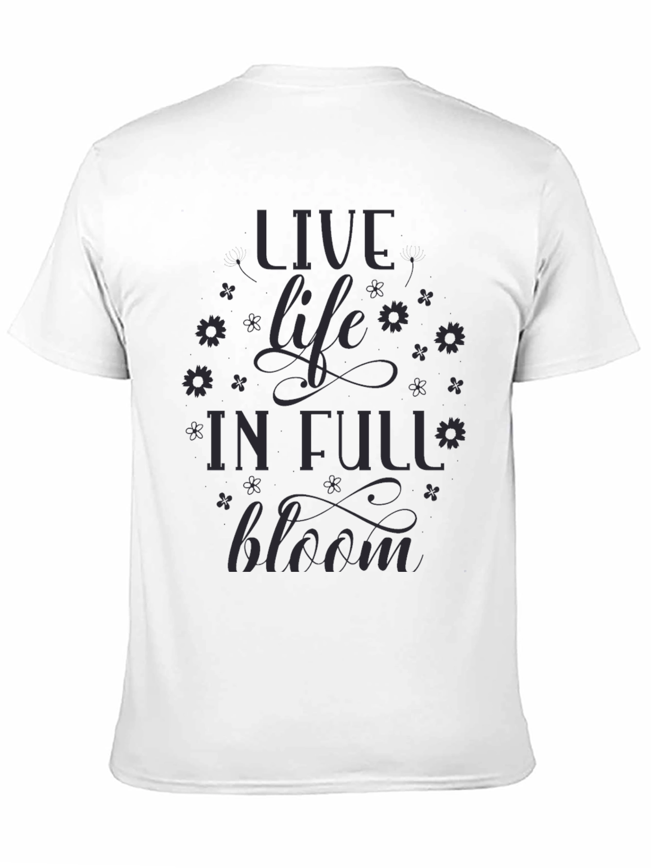 Live Life in Full Bloom Graphic Tee - Black